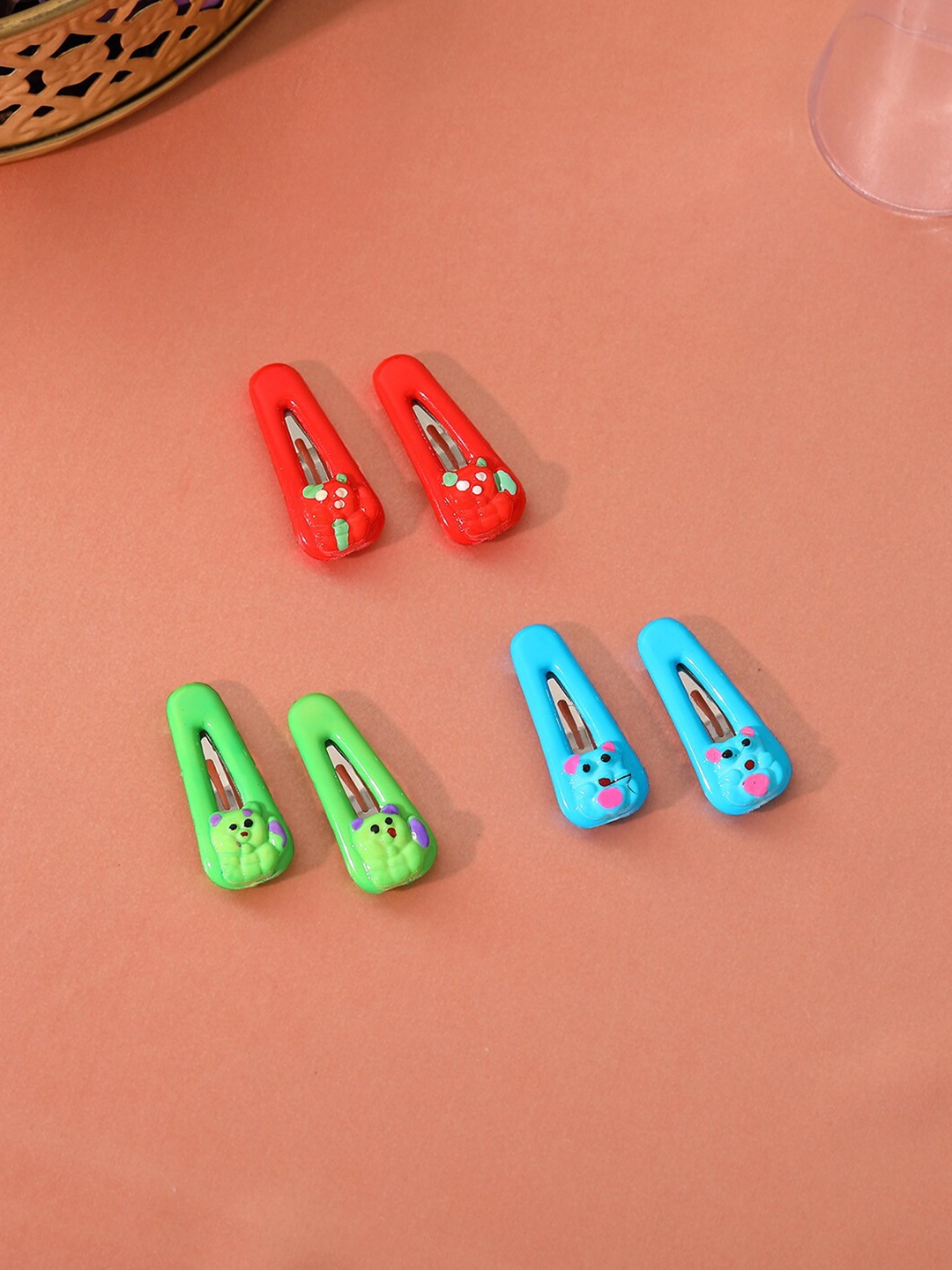 

Estele Women Set of 6 Tic Tac Hair Clips, Red