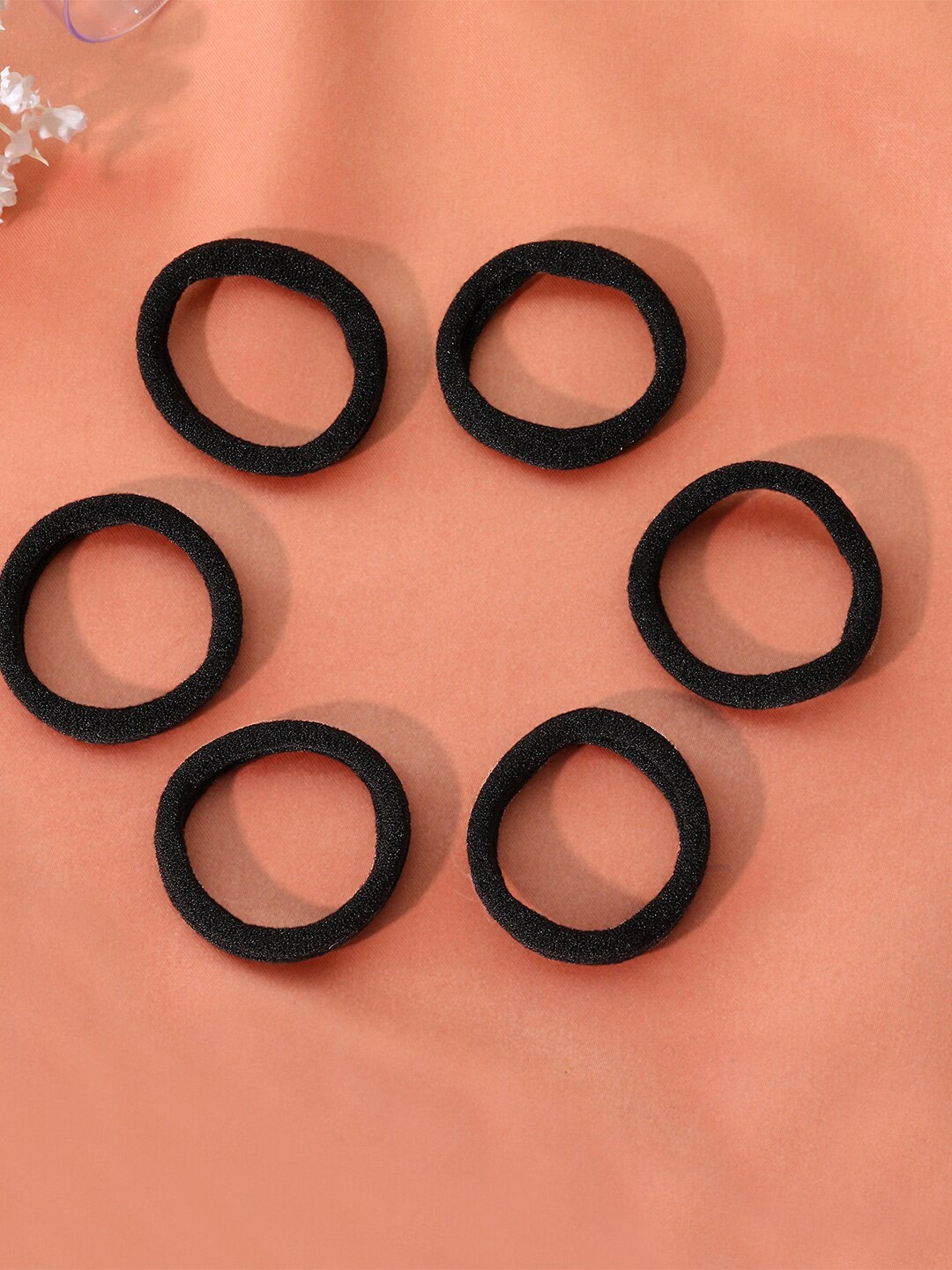 

Estele Set of 6 Ponytail Holders, Black