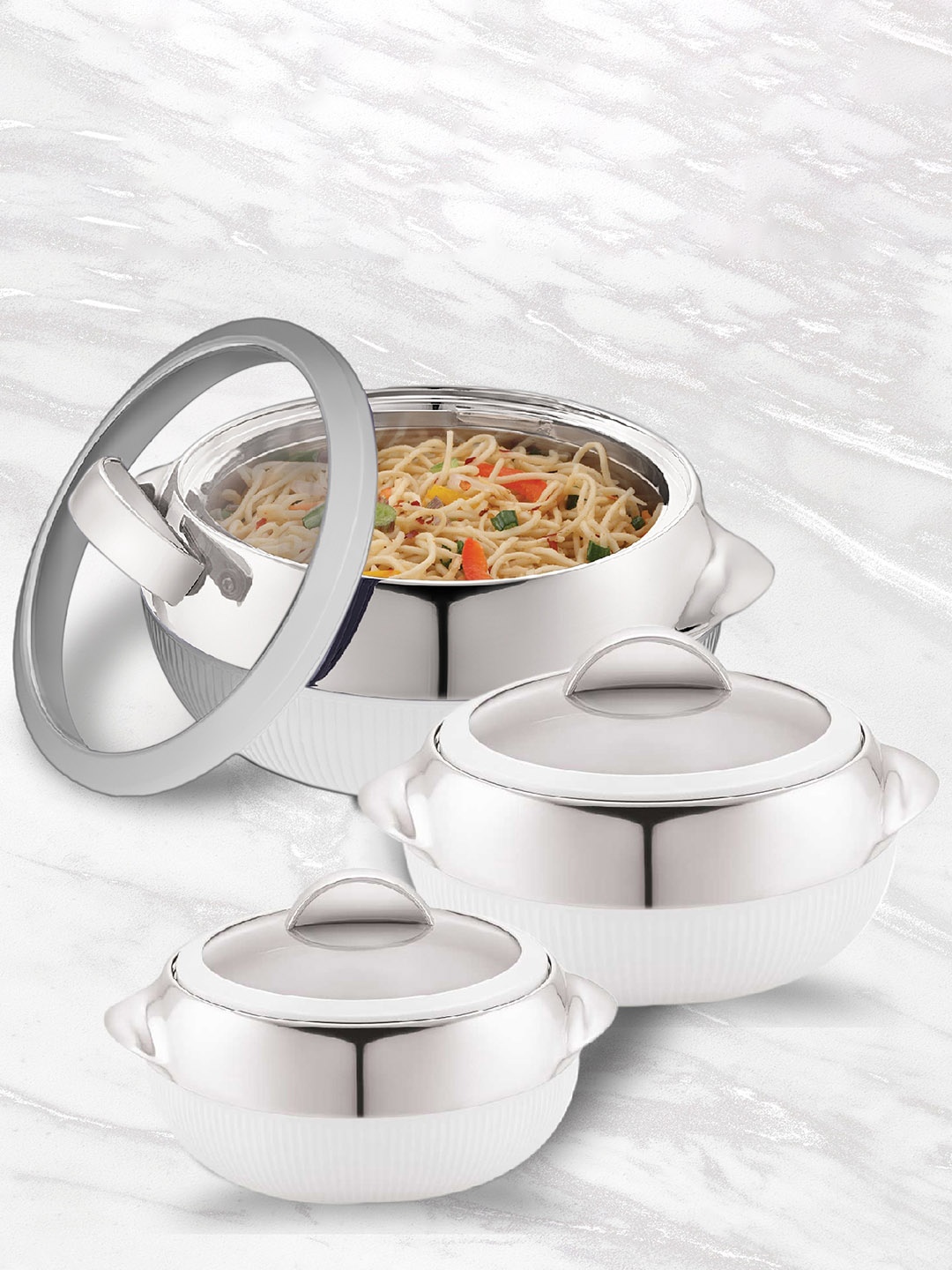 

Cello Linea 3 Pieces White Insulated Casserole 600ml 1.1L 1.7L