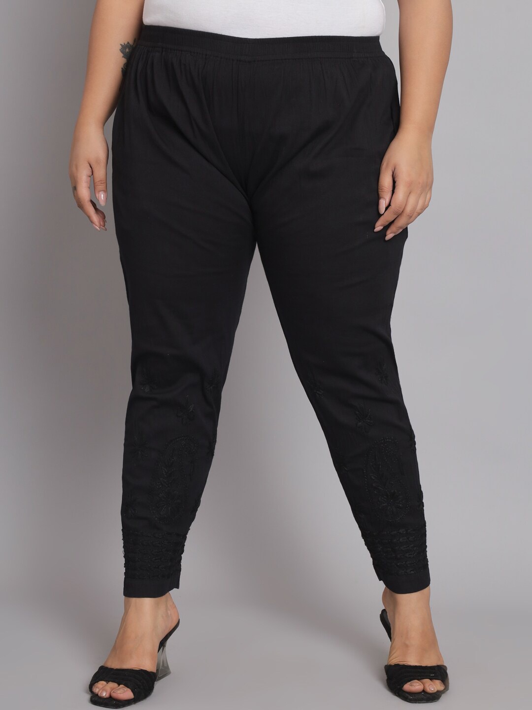 

Indiankala4u Women Black High-Rise Trousers
