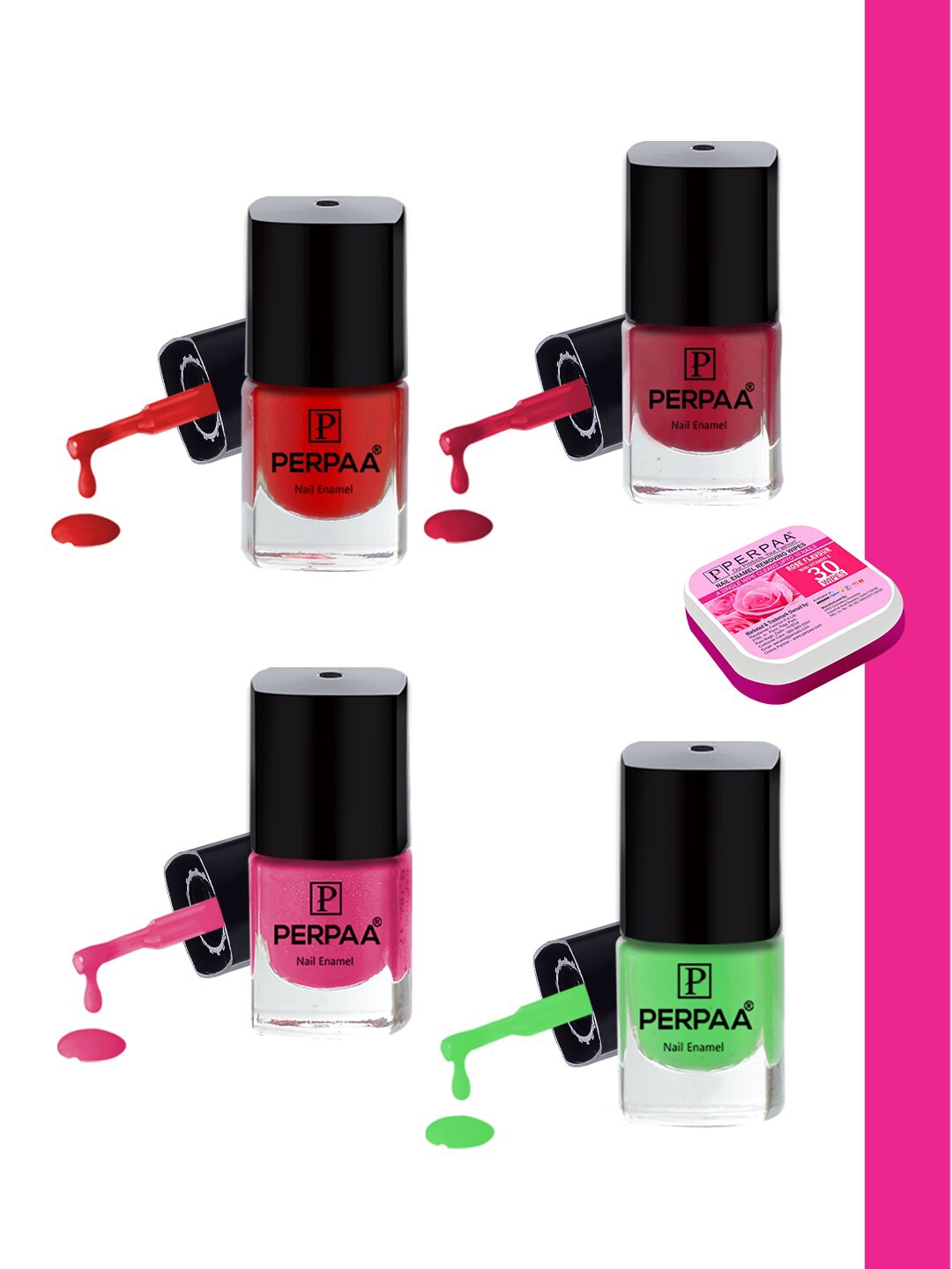 

PERPAA Set Of 4 Trendy High-Shine Long-Lasting Non-Toxic Nail Polishes - 5ml Each, Red