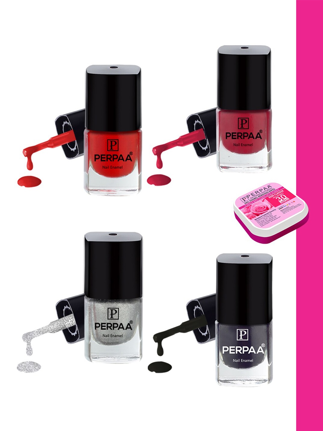 

PERPAA Set of 4 Trendy Quick-Drying & Long Lasting Gel Nail Enamel - 5 ml each, Multi
