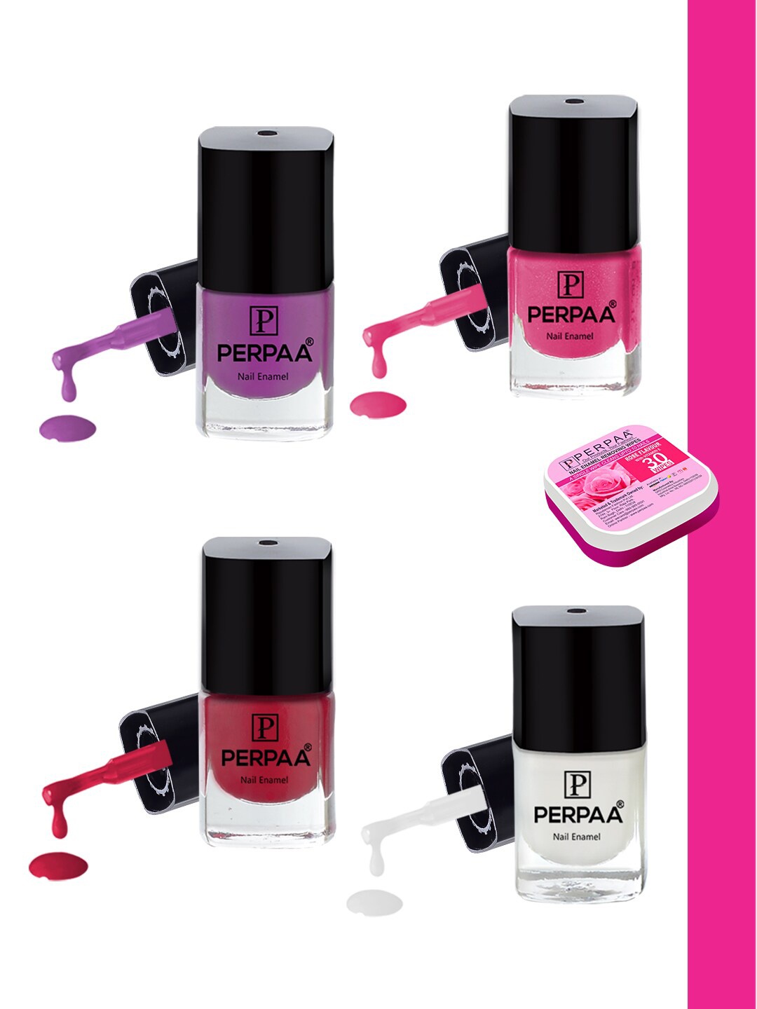 

PERPAA Set of 4 Trendy Quick-Drying & Long Lasting Gel Nail Enamel - 5 ml each, Multi
