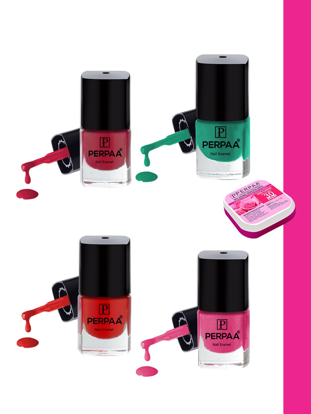 

PERPAA Set of 4 Trendy Quick-Drying & Long Lasting Gel Nail Enamel - 5 ml each, Multi