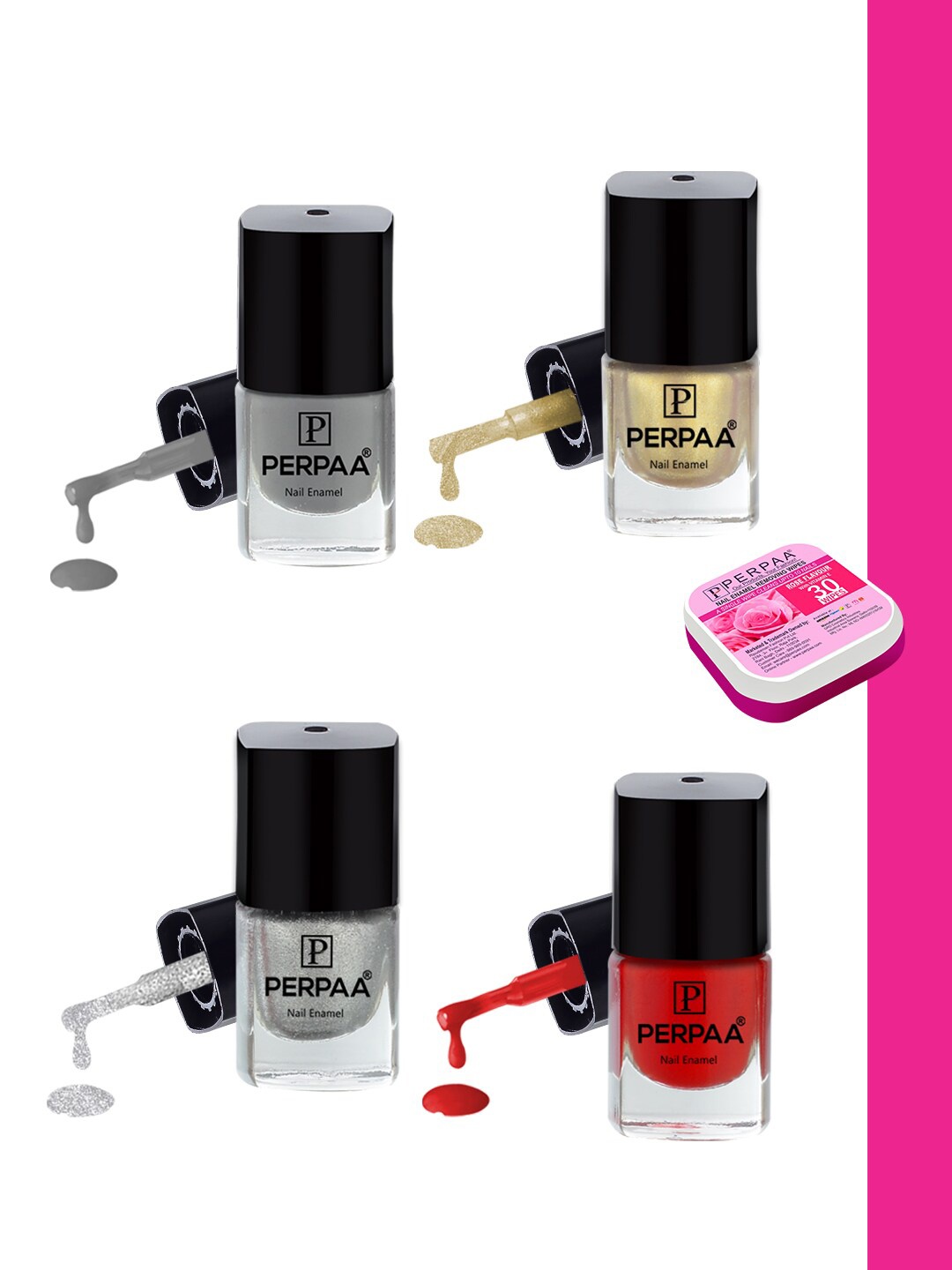 

PERPAA Set of 4 Trendy Quick-Drying & Long Lasting Gel Nail Enamel - 5 ml each, Multi