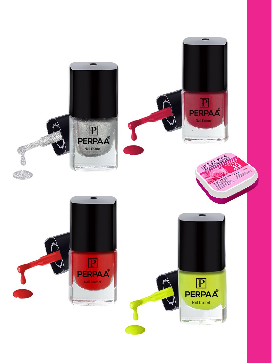 

PERPAA Set of 4 Trendy Quick-Drying & Long Lasting Gel Nail Enamel - 5 ml each, Multi