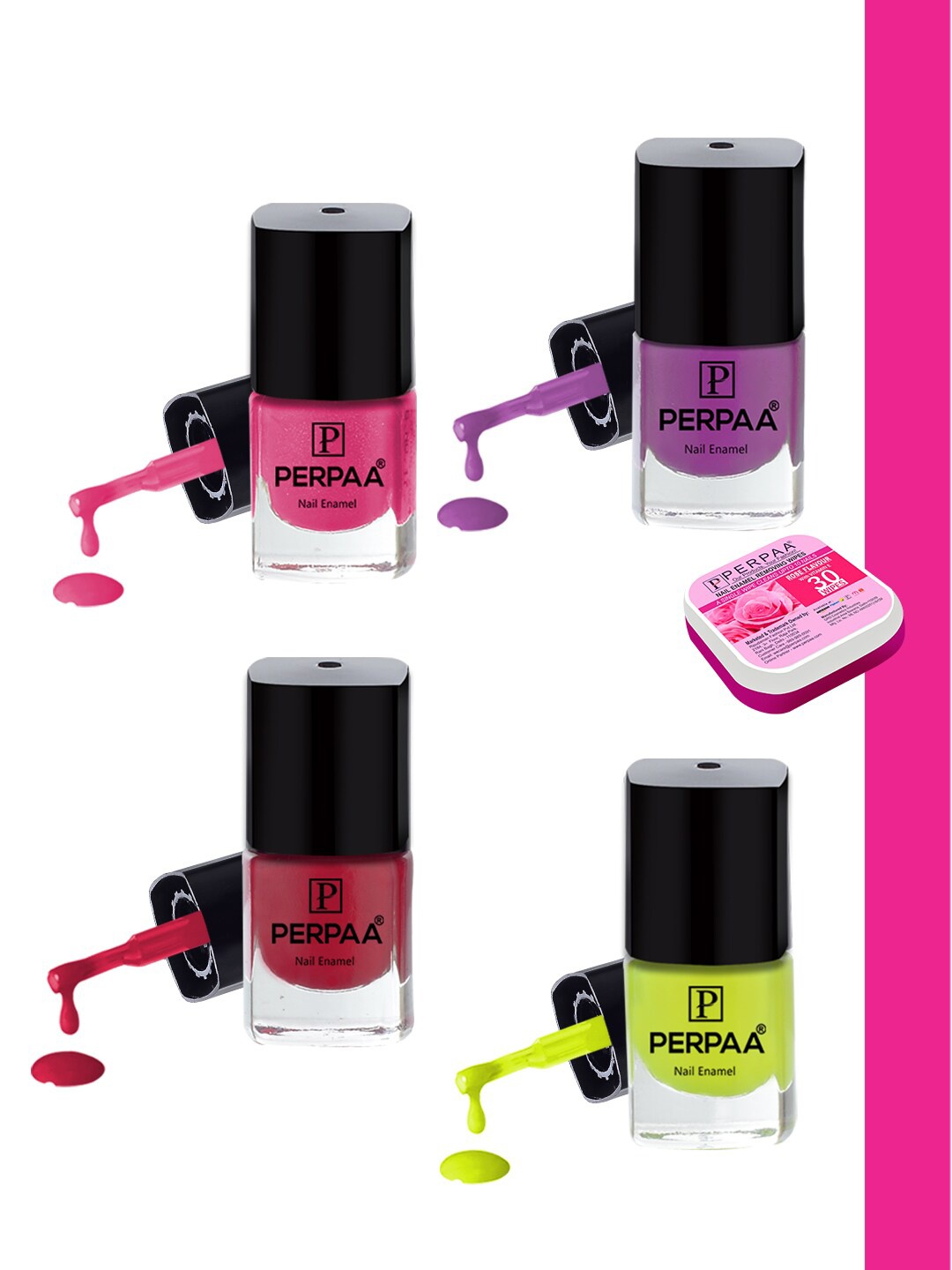 

PERPAA Set of 4 Trendy Quick-Drying & Long Lasting Gel Nail Enamel - 5 ml each, Multi