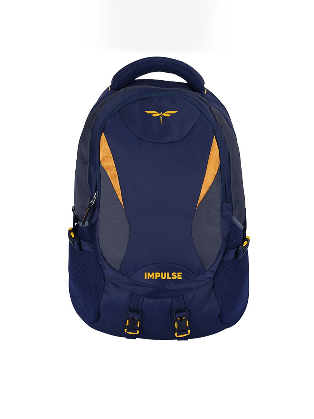 

Impulse Brand Logo Printed Large Backpack with Compression Straps, Navy blue