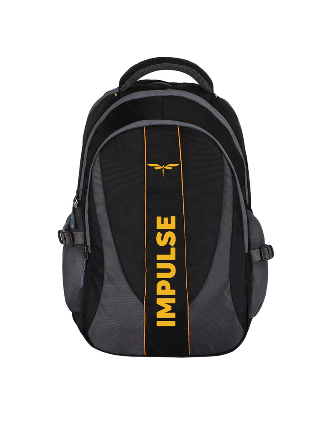 

Impulse Brand Logo Printed Large Backpack with Compression Straps, Black