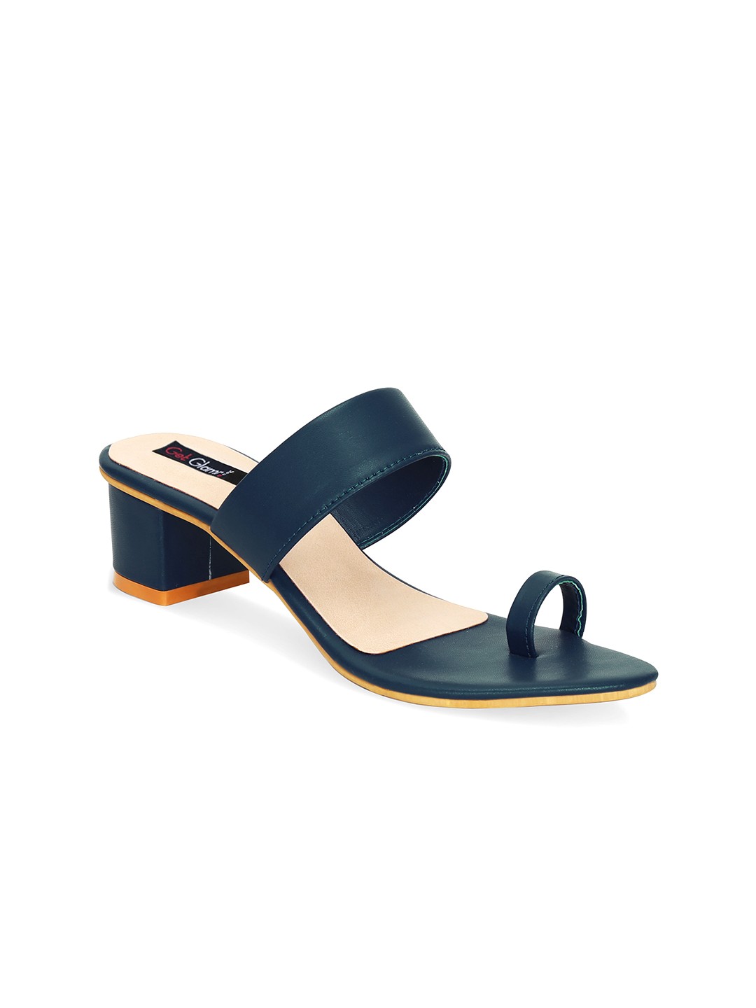

Get Glamr Open One Toe Block Heels, Navy blue