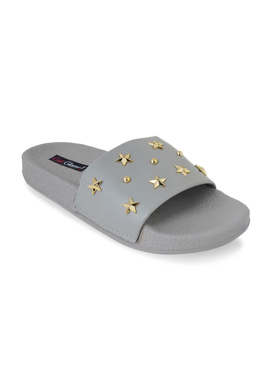 

Get Glamr Women Embellished Sliders, Grey