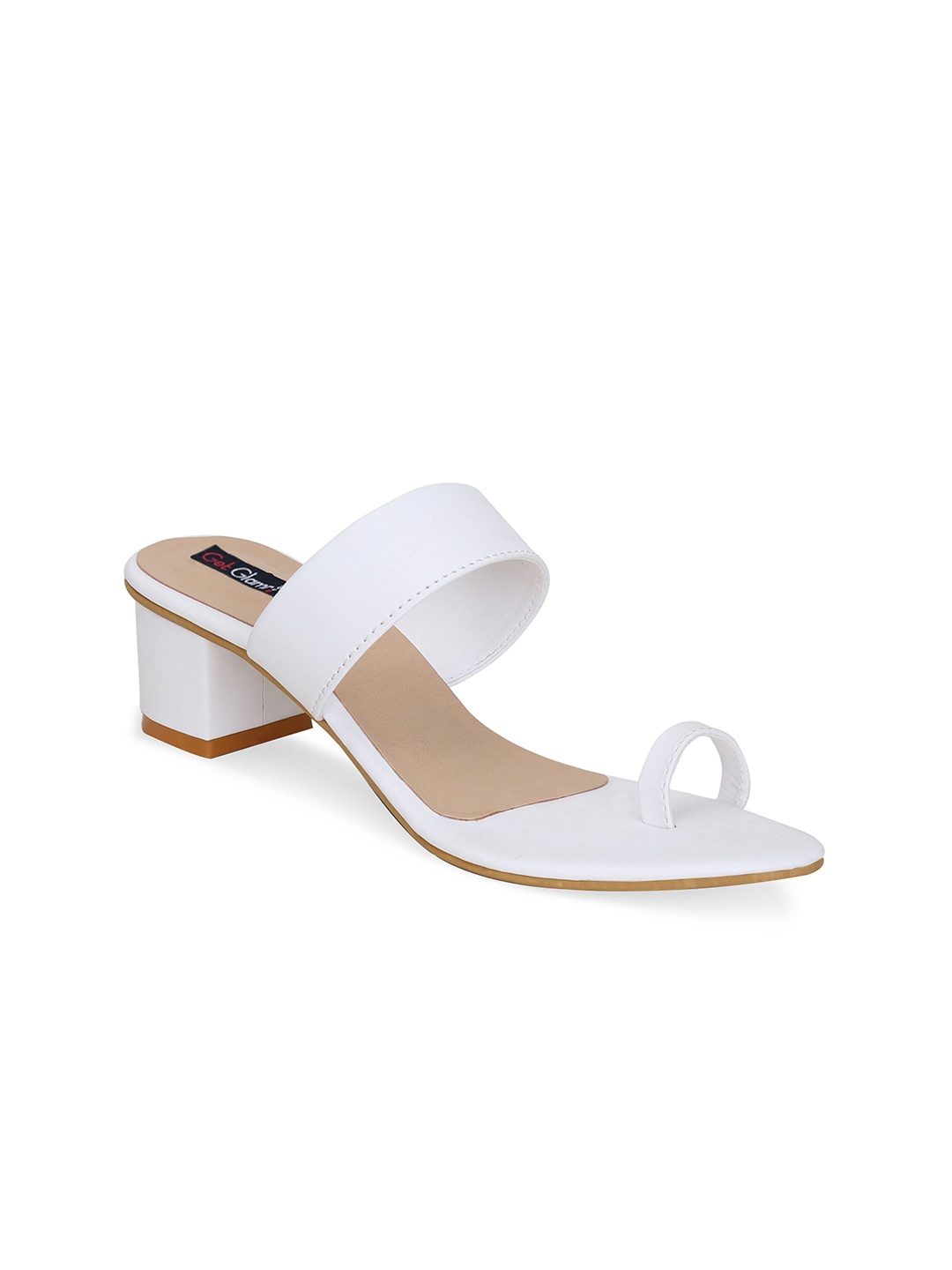 

Get Glamr Open One Toe Block Heels, White