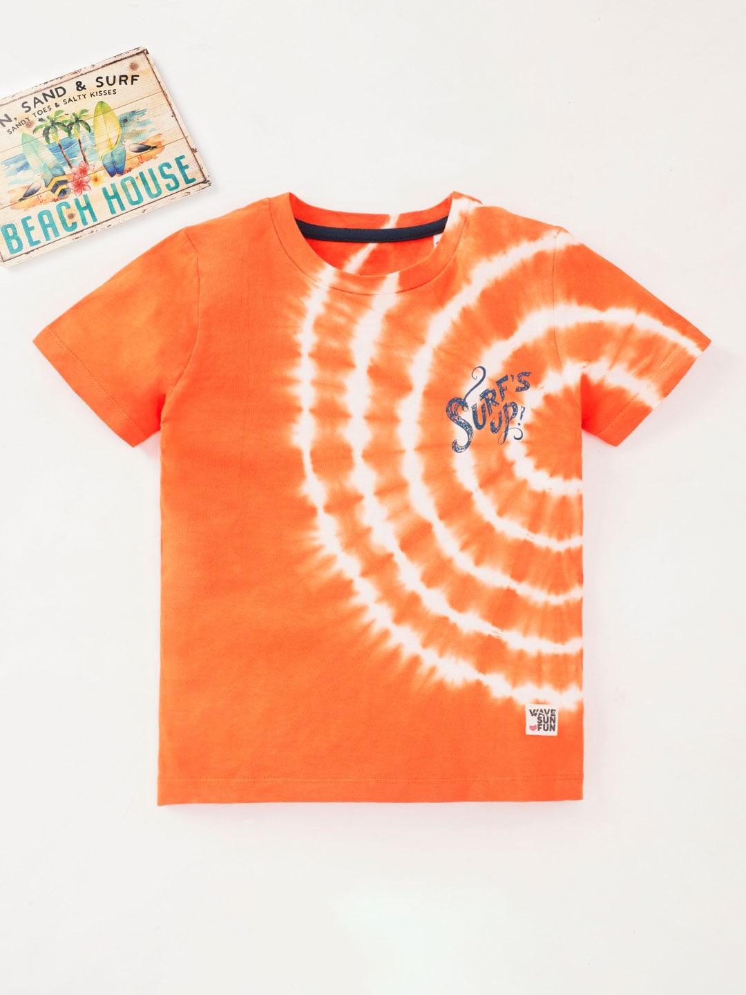 

Ed-a-Mamma Boys Tie And Dye Printed Cotton T-shirt, Orange