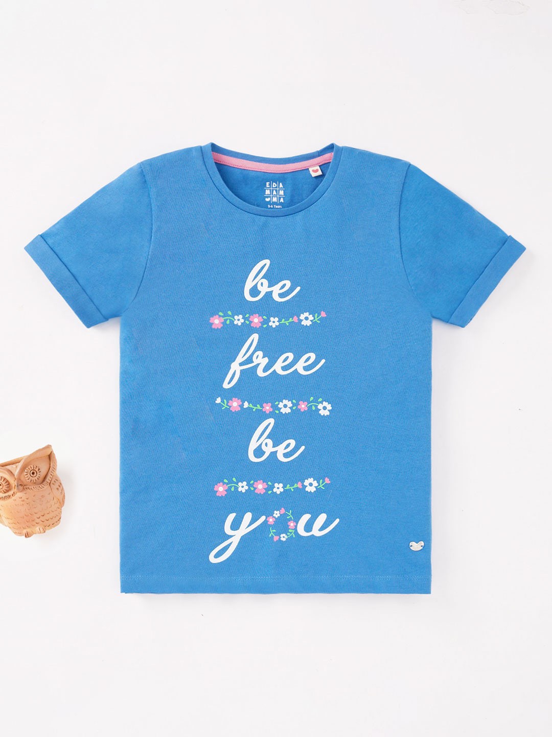 

Ed-a-Mamma Girls Typography Printed Cotton T-shirt, Blue