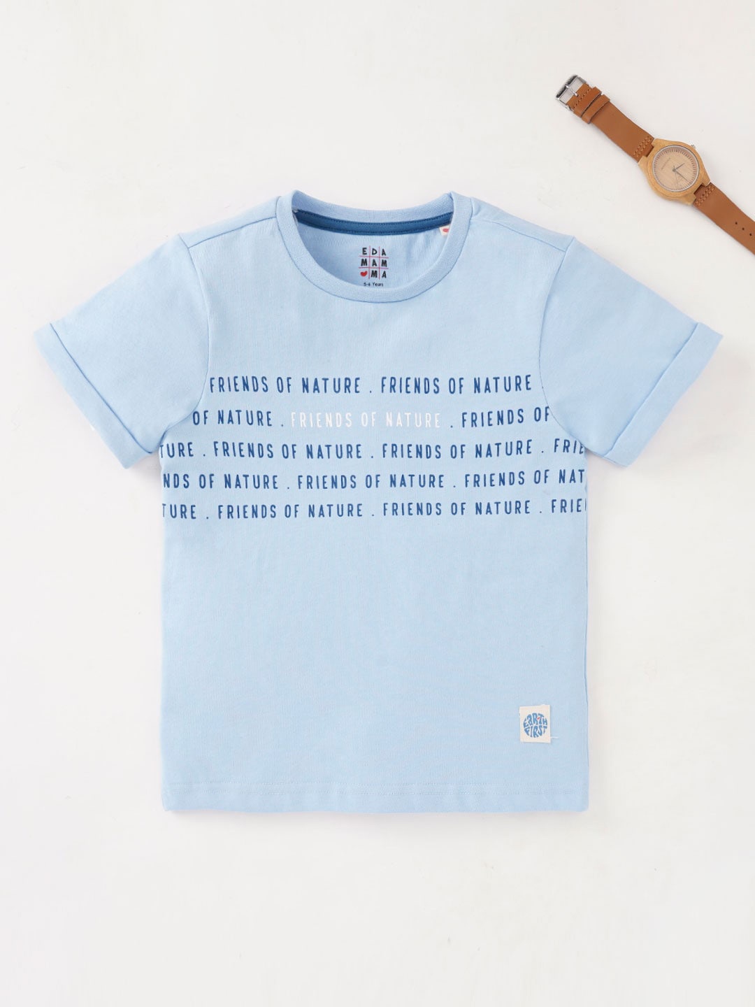 

Ed-a-Mamma Boys Typography Printed Cotton T-shirt, Blue