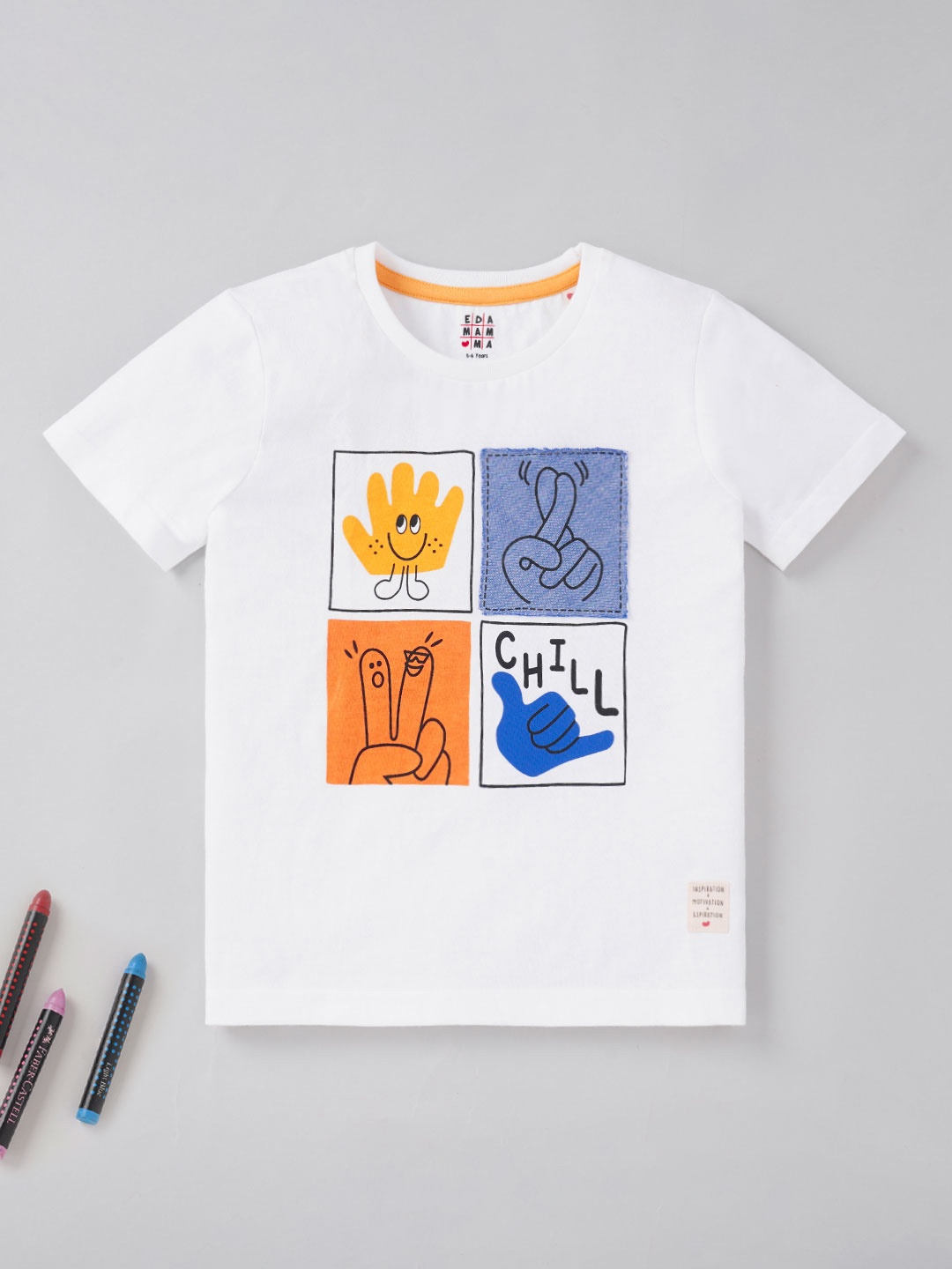 

Ed-a-Mamma Boys Graphic Printed Pure Cotton T-shirt, White