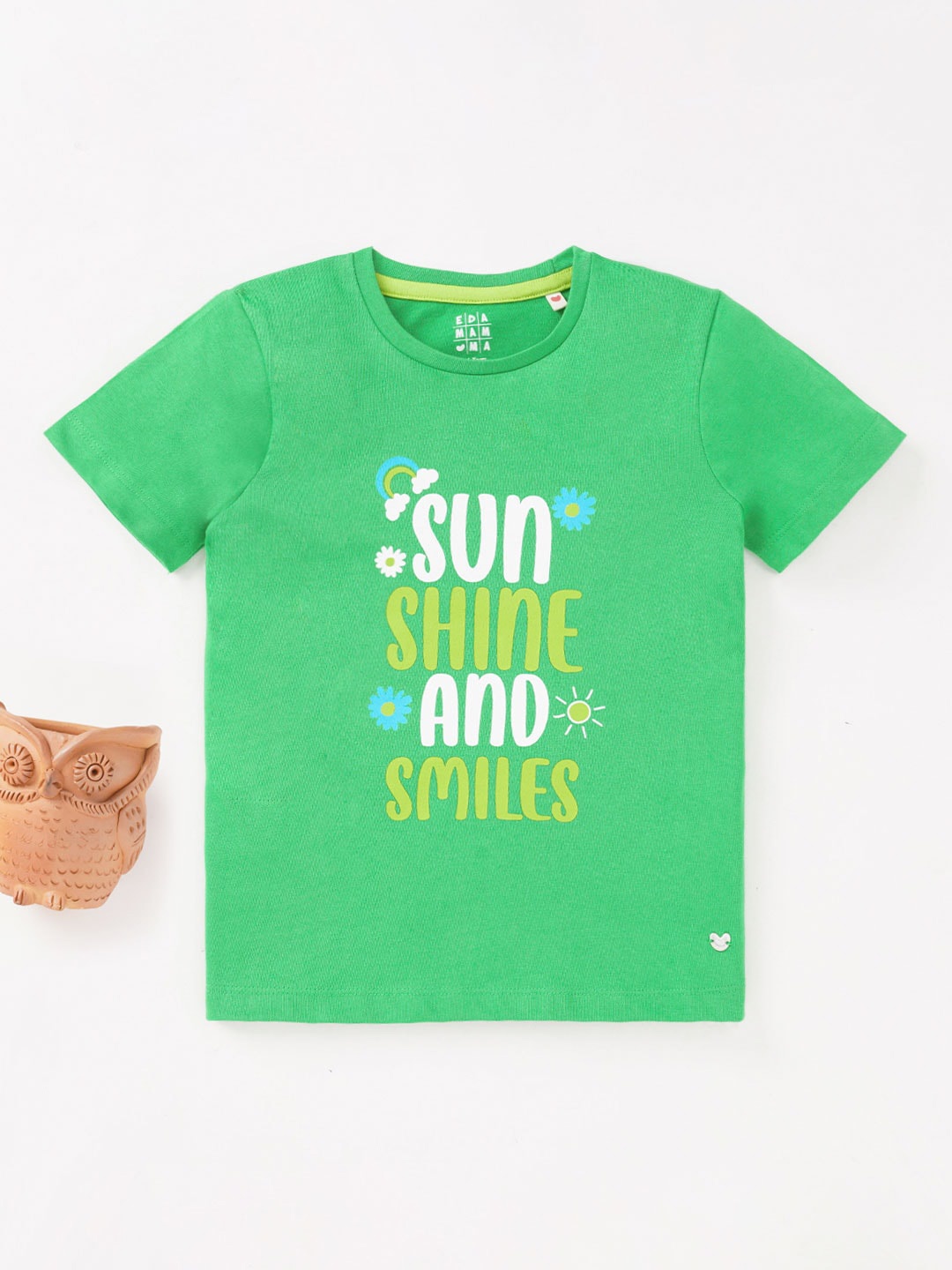 

Ed-a-Mamma Girls Typography Printed Cotton T-shirt, Green