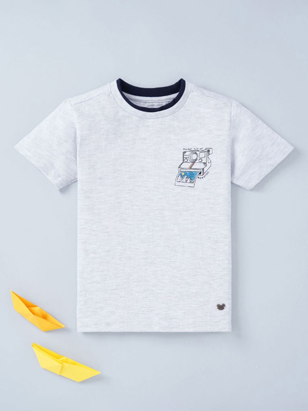 

Ed-a-Mamma Boys Round Neck Cotton T-shirt, Grey