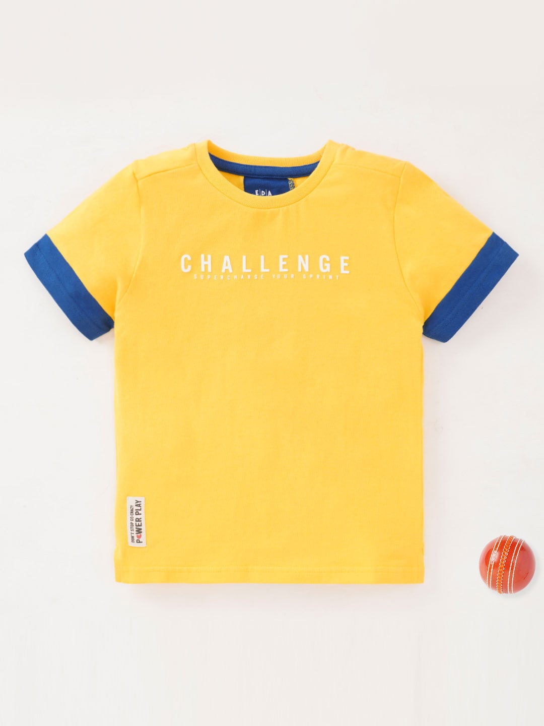 

Ed-a-Mamma Boys Colourblocked Typography Cotton T-shirt, Yellow