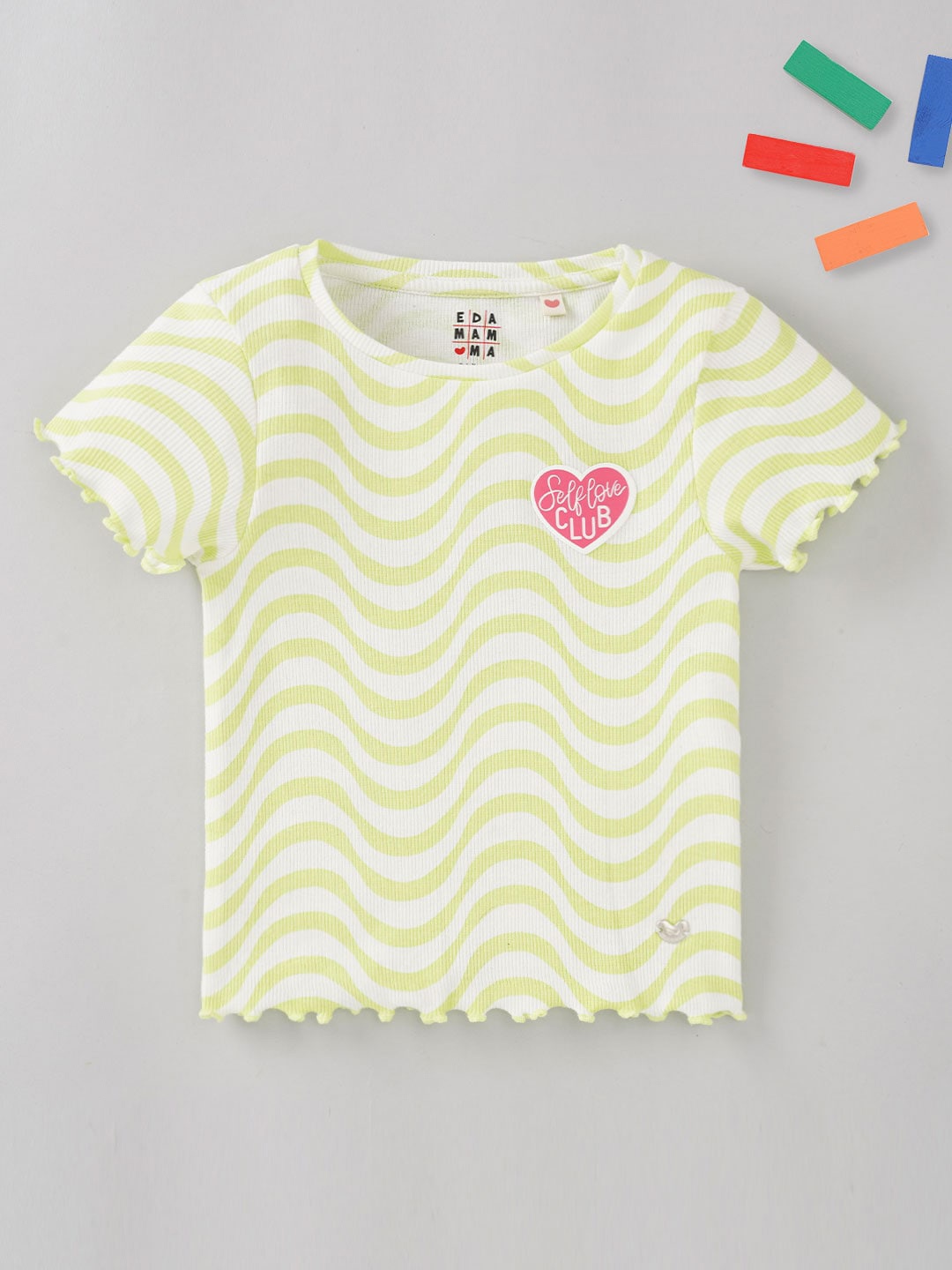 

Ed-a-Mamma Girls Striped Cotton T-shirt, Green