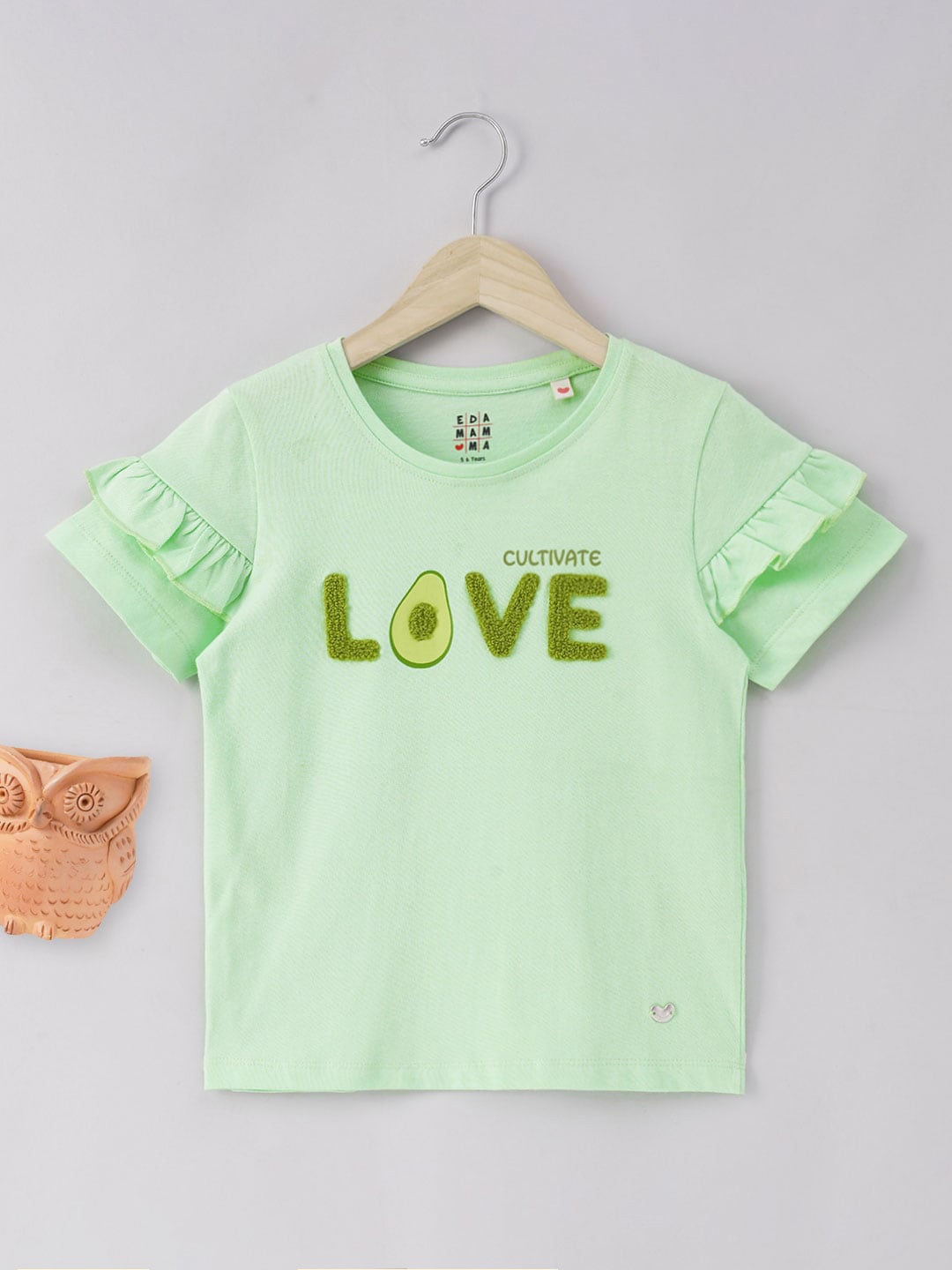 

Ed-a-Mamma Girls Typography Printed Cotton T-shirt, Green