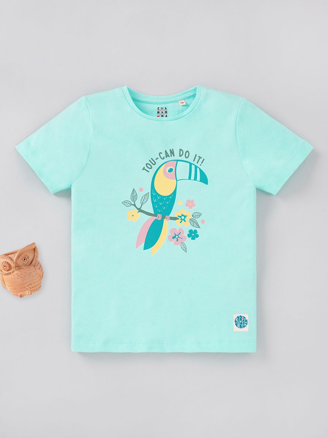 

Ed-a-Mamma Girls Graphic Printed Cotton T-shirt, Turquoise blue