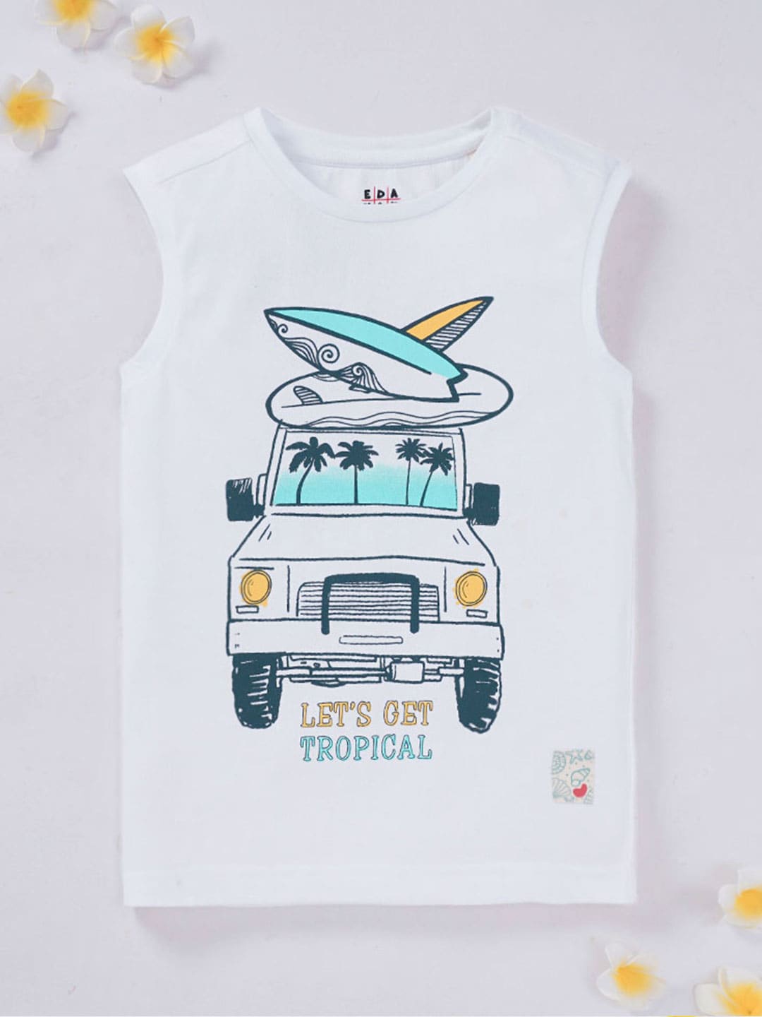

Ed-a-Mamma Boys Printed Sleeveless T-shirt, White