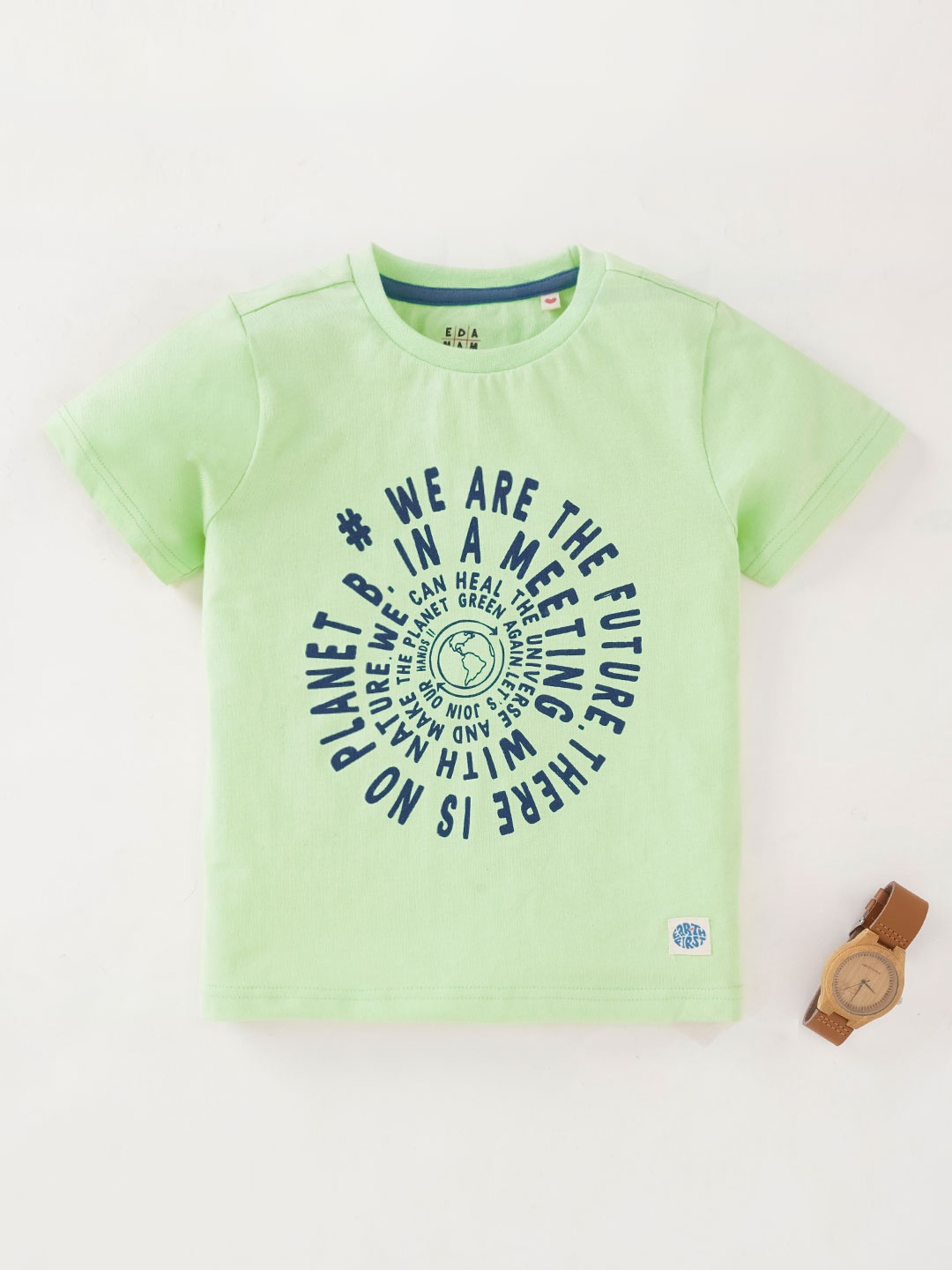 

Ed-a-Mamma Boys Typography Printed Cotton T-shirt, Green