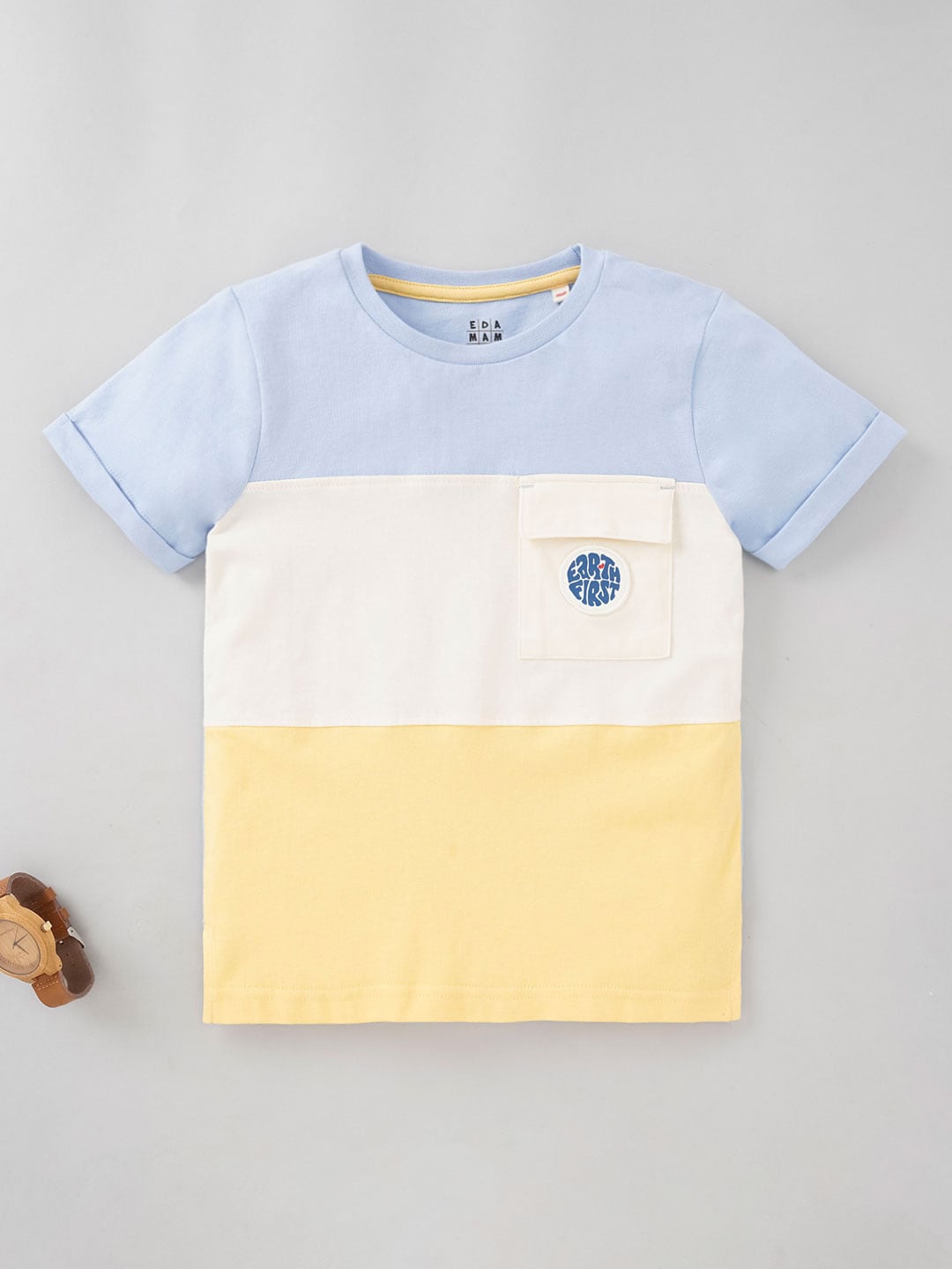 

Ed-a-Mamma Boys Colourblocked Cotton T-shirt, Blue