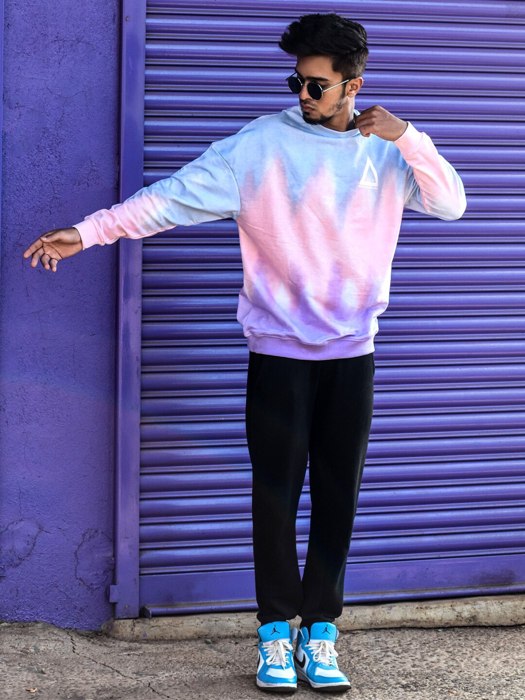 

Powerlook Tie & Dye Drop-Shoulder Sleeves Oversize T-shirt, Blue