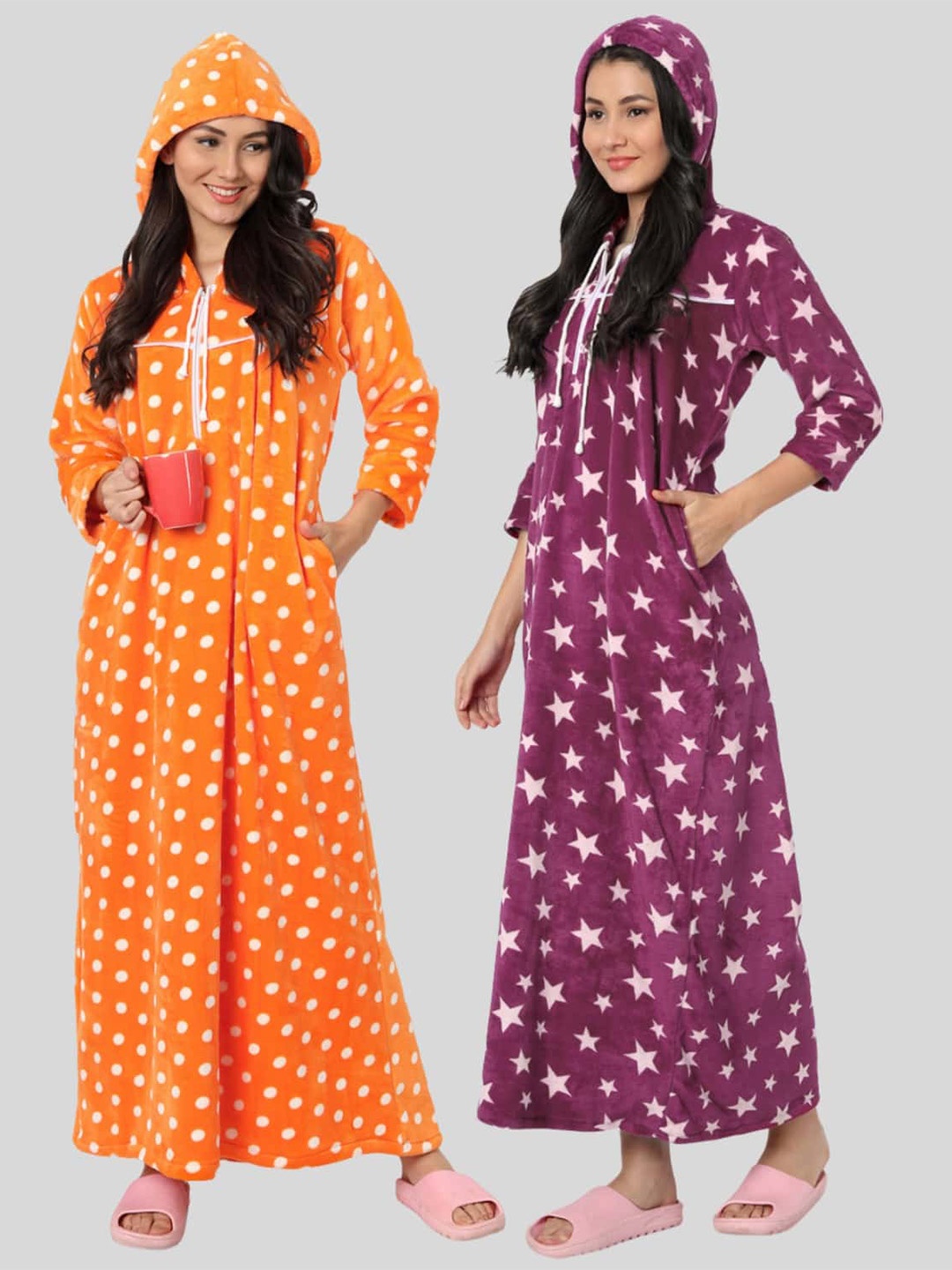 

PALIVAL Pack Of 2 Printed Maxi Nightdress, Burgundy