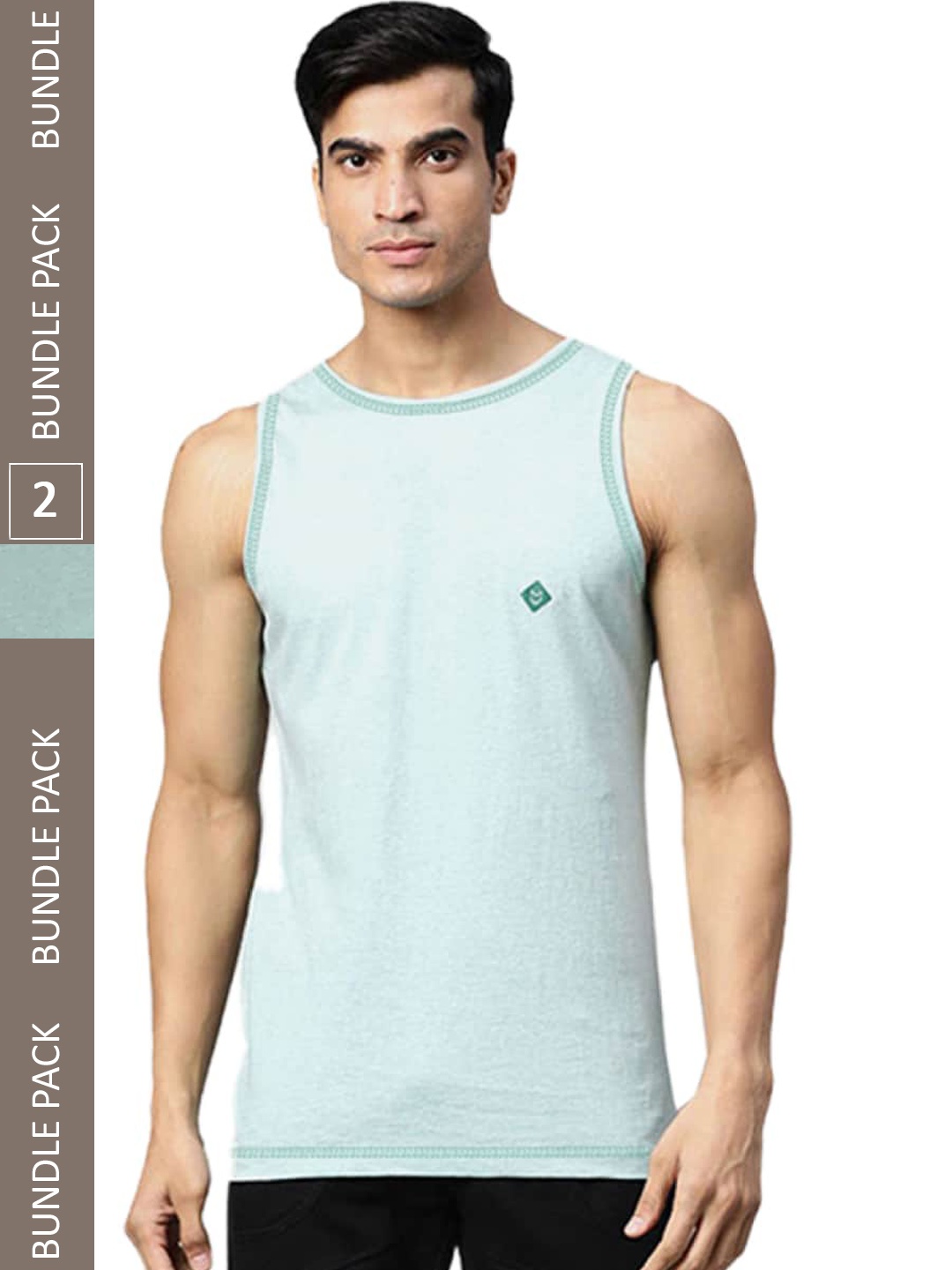 

Almo Wear Pack Of 2 Anti-bacterial Odour-Control Breathable Cotton Outer Vests, Sea green