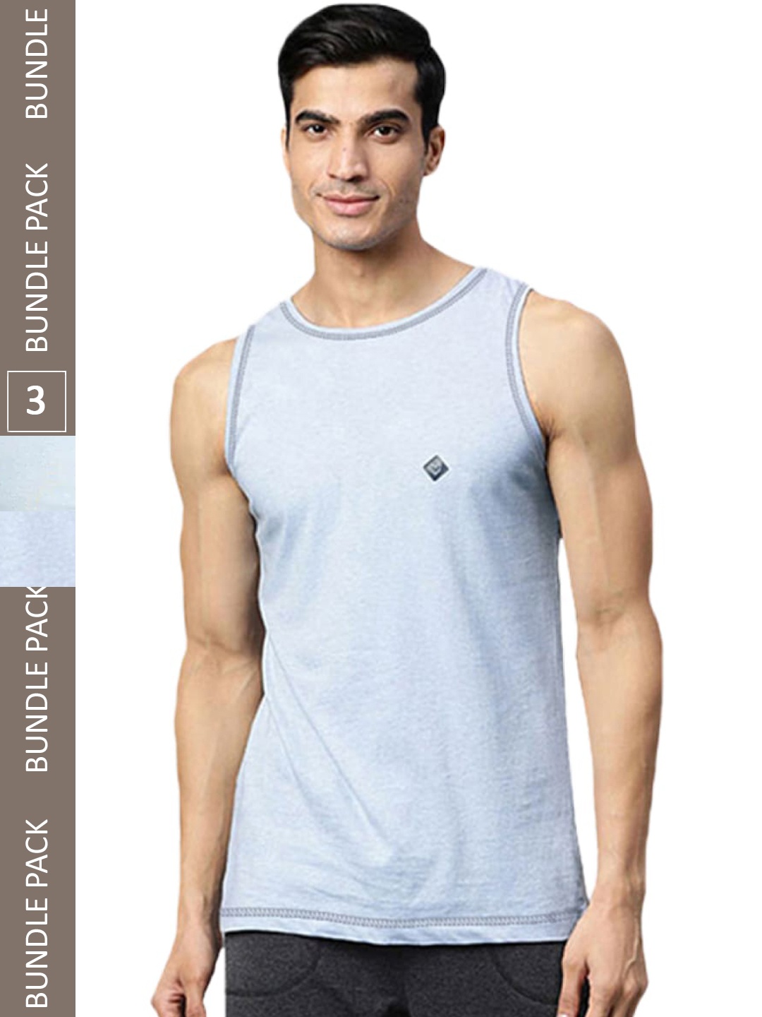 

Almo Wear Men Pack of 3 Anti-Bacterial Pure Cotton Innerwear Vests, Blue