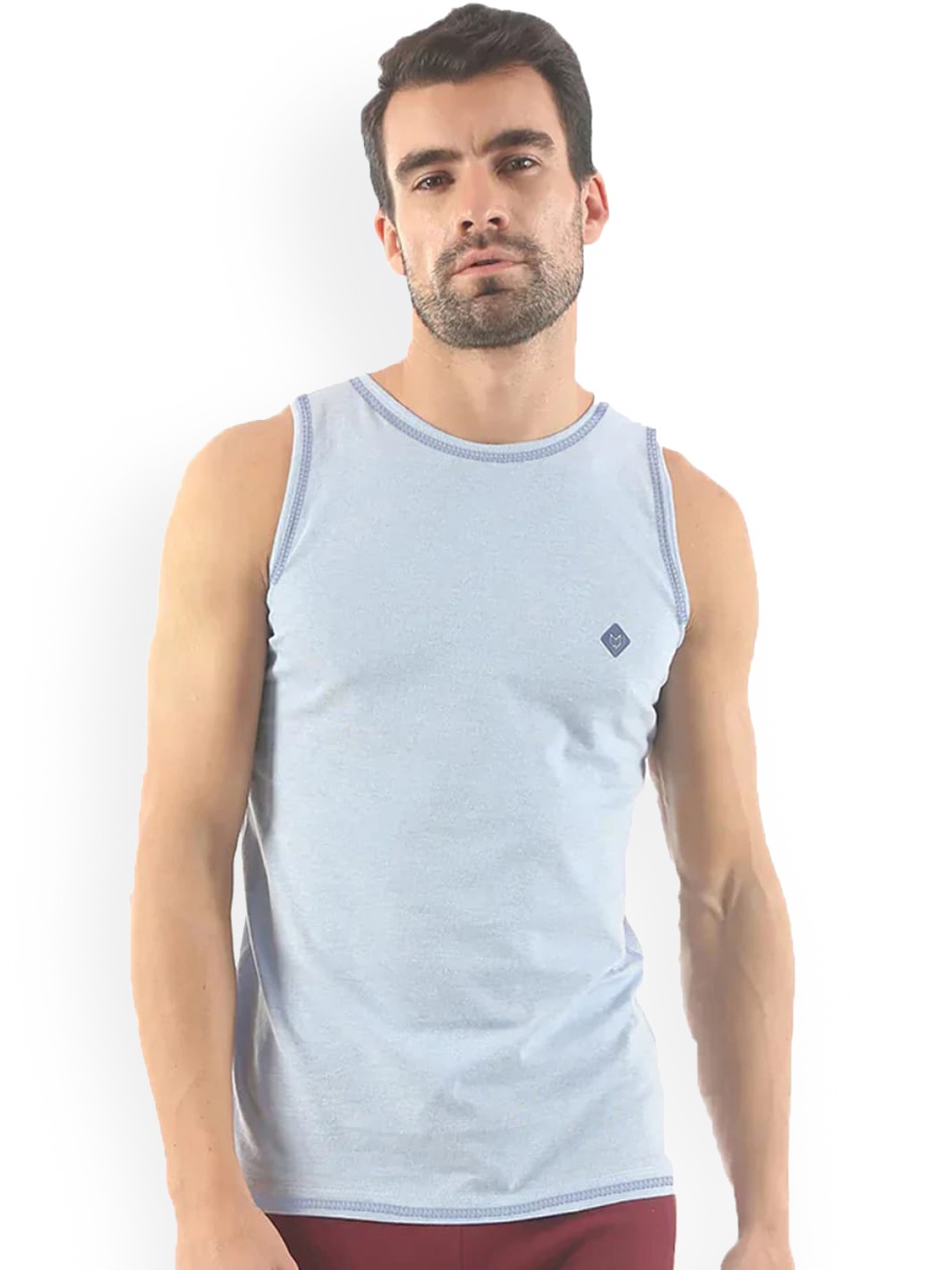 

Almo Wear Anti-bacterial Odour-Control Breathable Cotton Innerwear Basic Vest, Blue