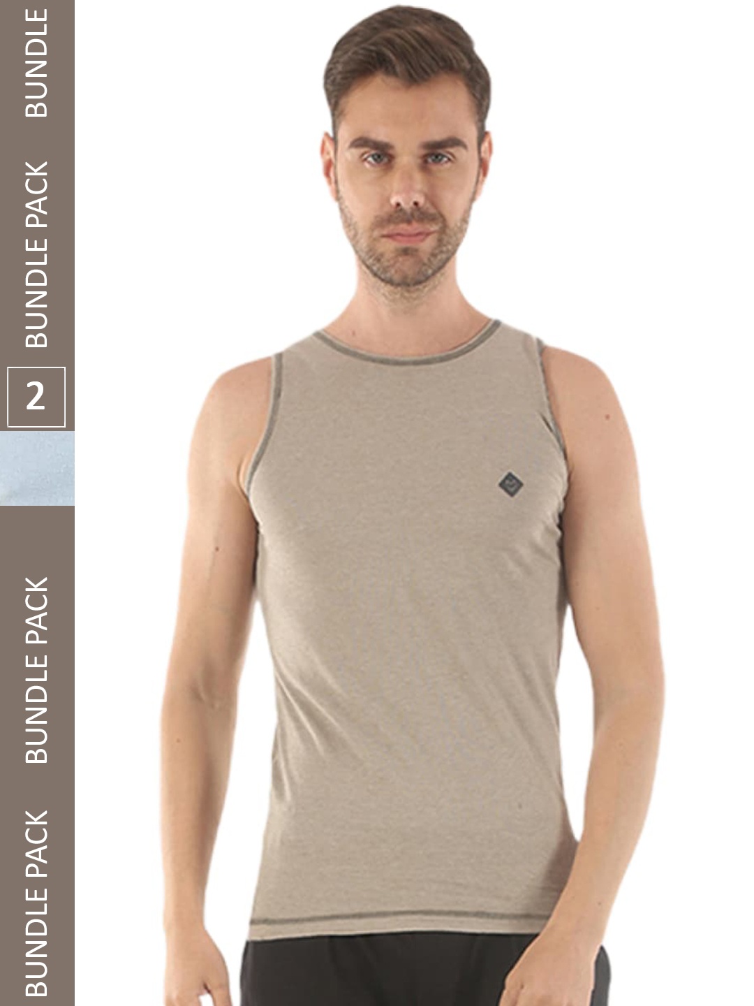 

Almo Wear Pack of 2 Anti-Bacterial Pure Cotton Innerwear Vests, Brown