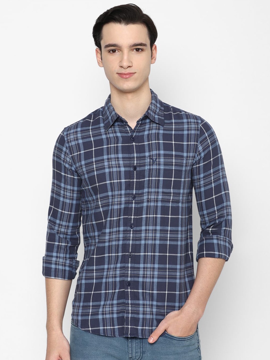 

AMERICAN EAGLE OUTFITTERS Tartan Checks Pure Cotton Casual Shirt, Blue