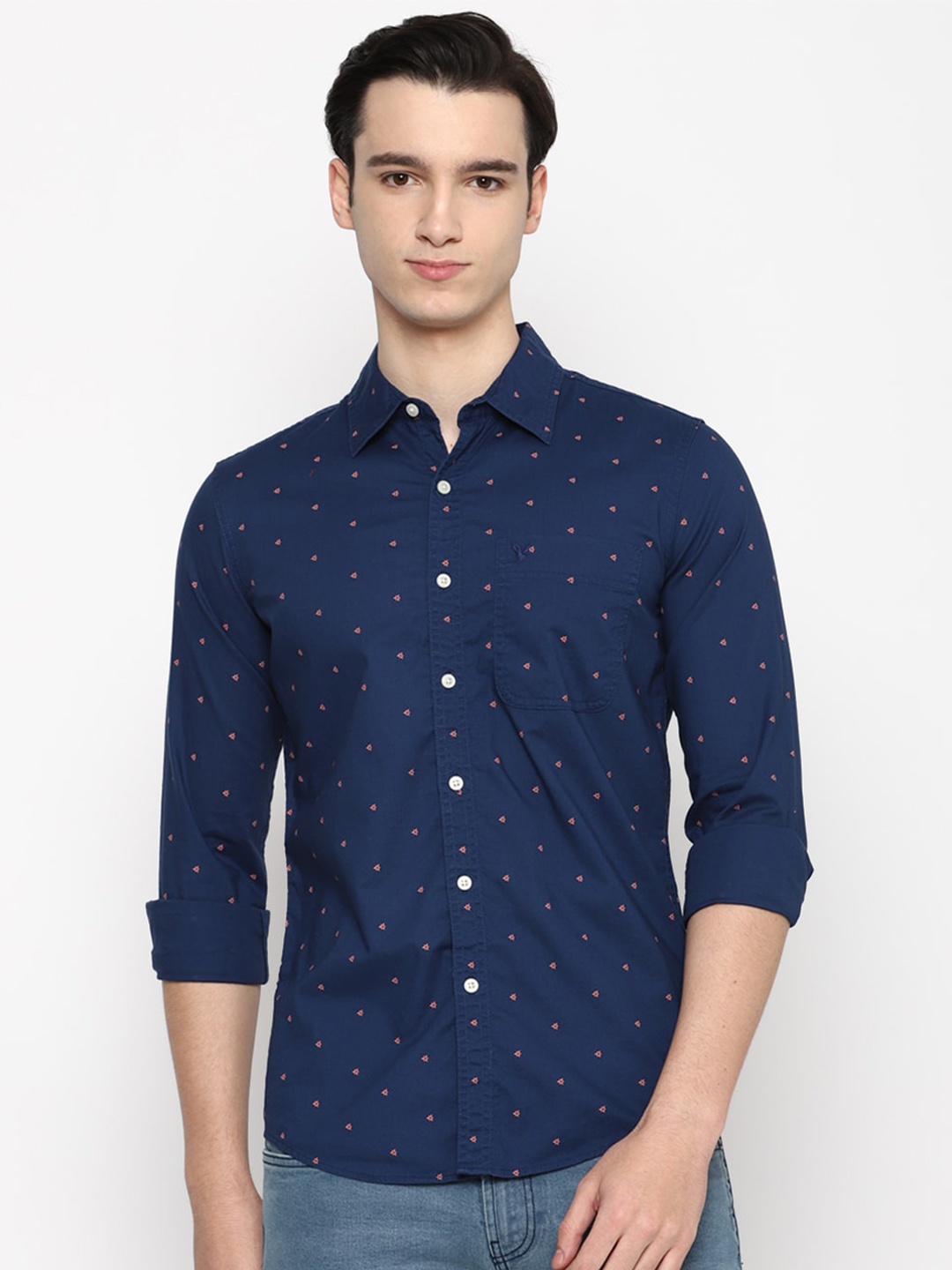 

AMERICAN EAGLE OUTFITTERS Micro Ditsy Printed Casual Shirt, Navy blue