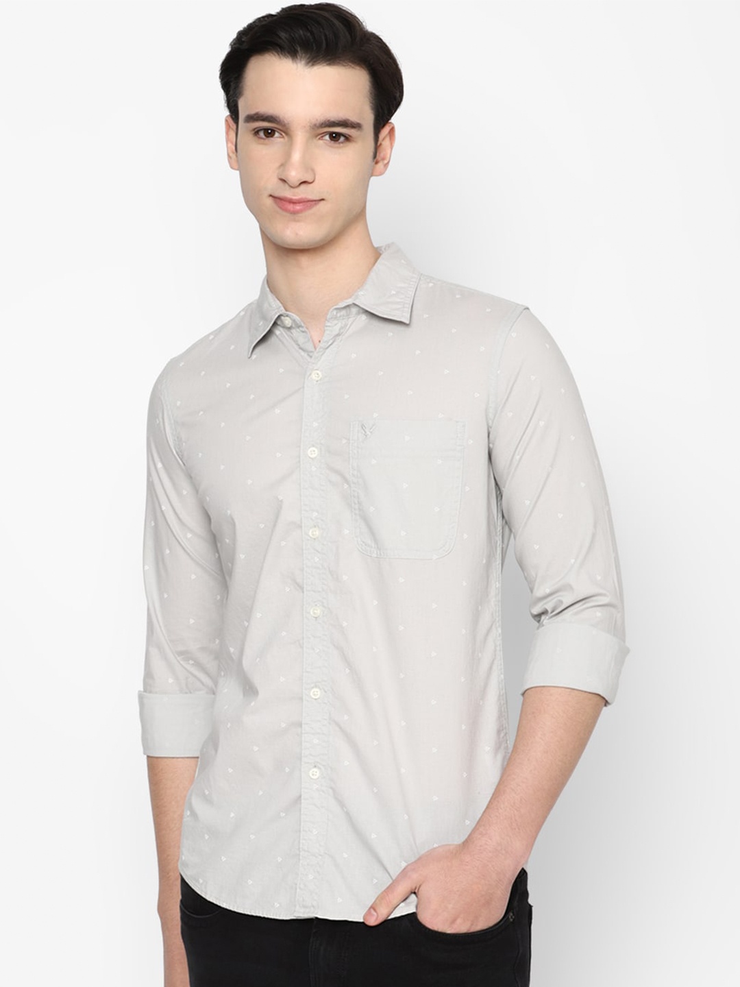 

AMERICAN EAGLE OUTFITTERS Micro Ditsy Printed Casual Shirt, Grey