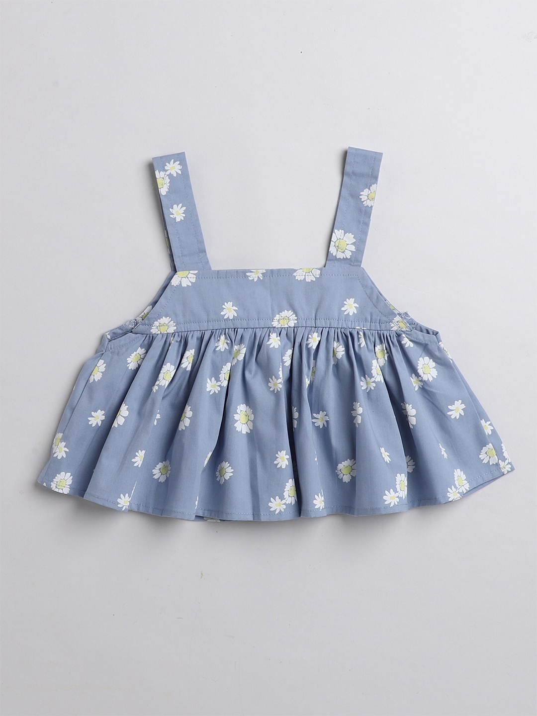 

AWW HUNNIE Girls Floral Printed Pure Cotton Peplum Crop Top, Blue