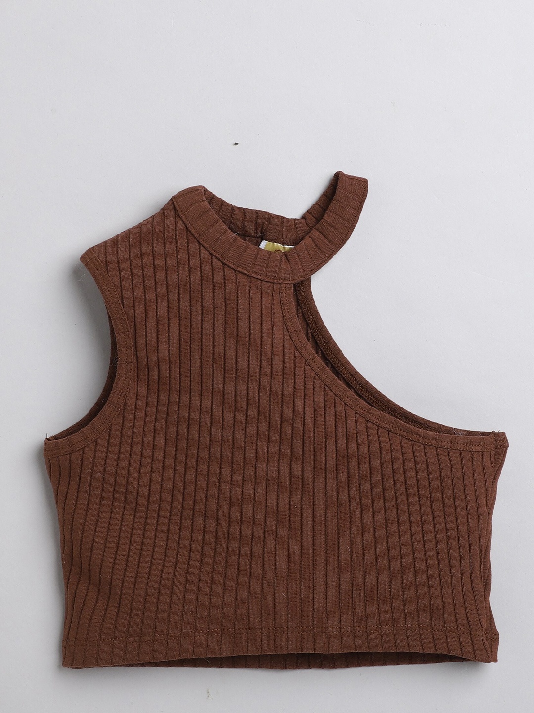 

AWW HUNNIE Girls Self Design Crop Top, Brown