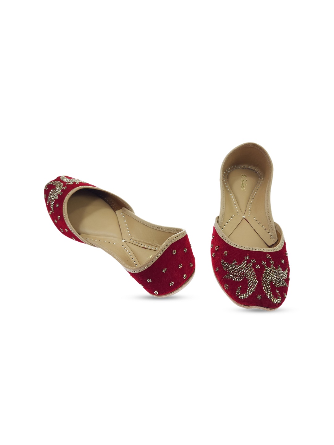 

Fulkari Women Embellished Pure Leather Ethnic Mojaris, Maroon