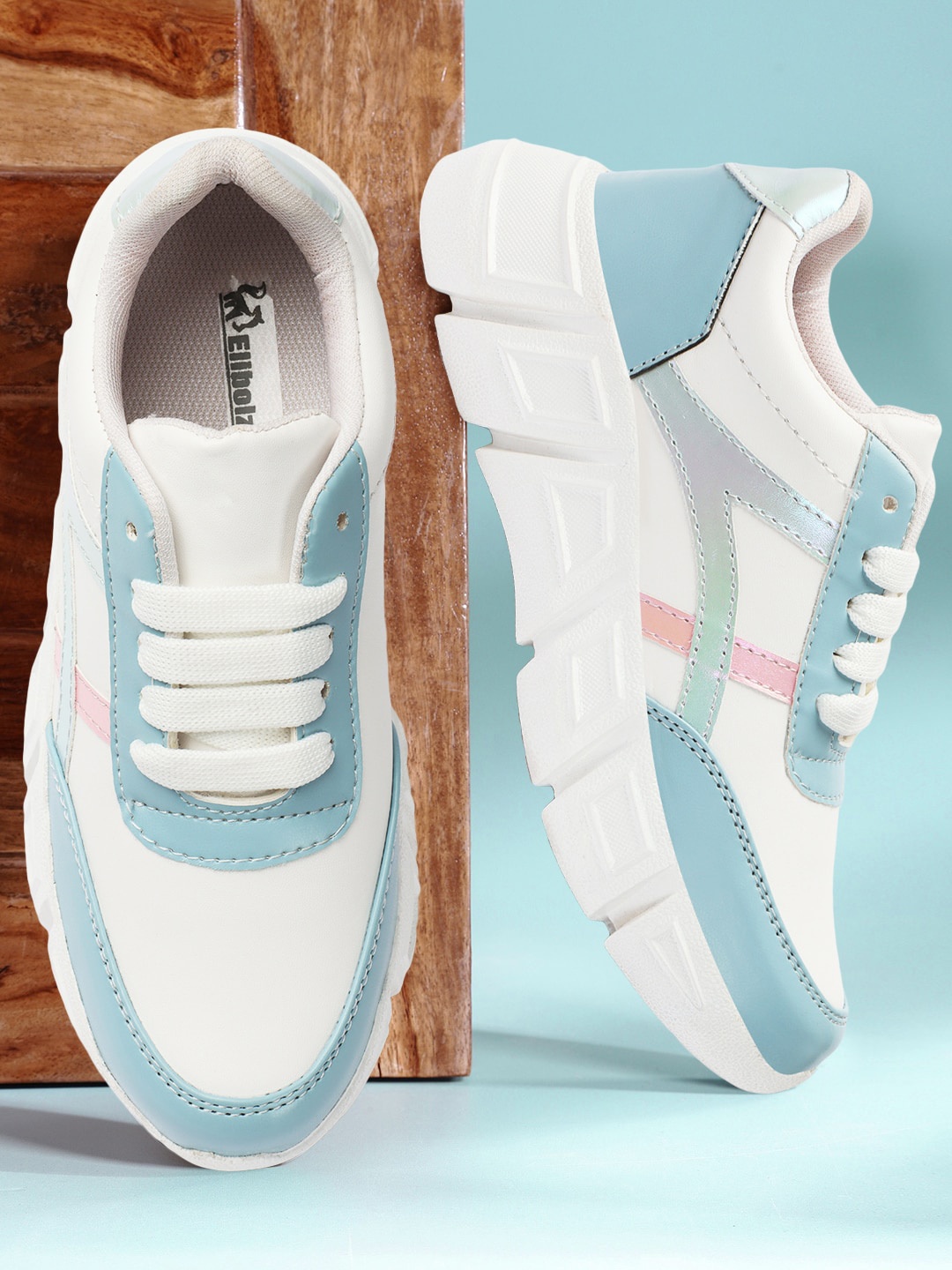 

Elibolz Women Colourblocked Sneakers, White