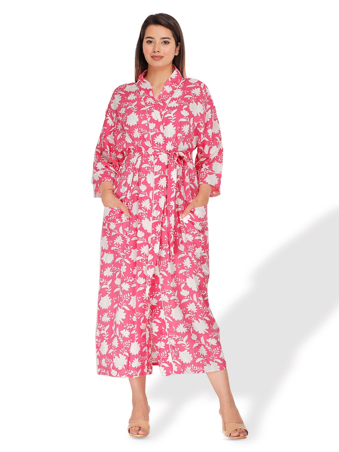 

SHOOLIN Floral Printed Nightdress, Pink
