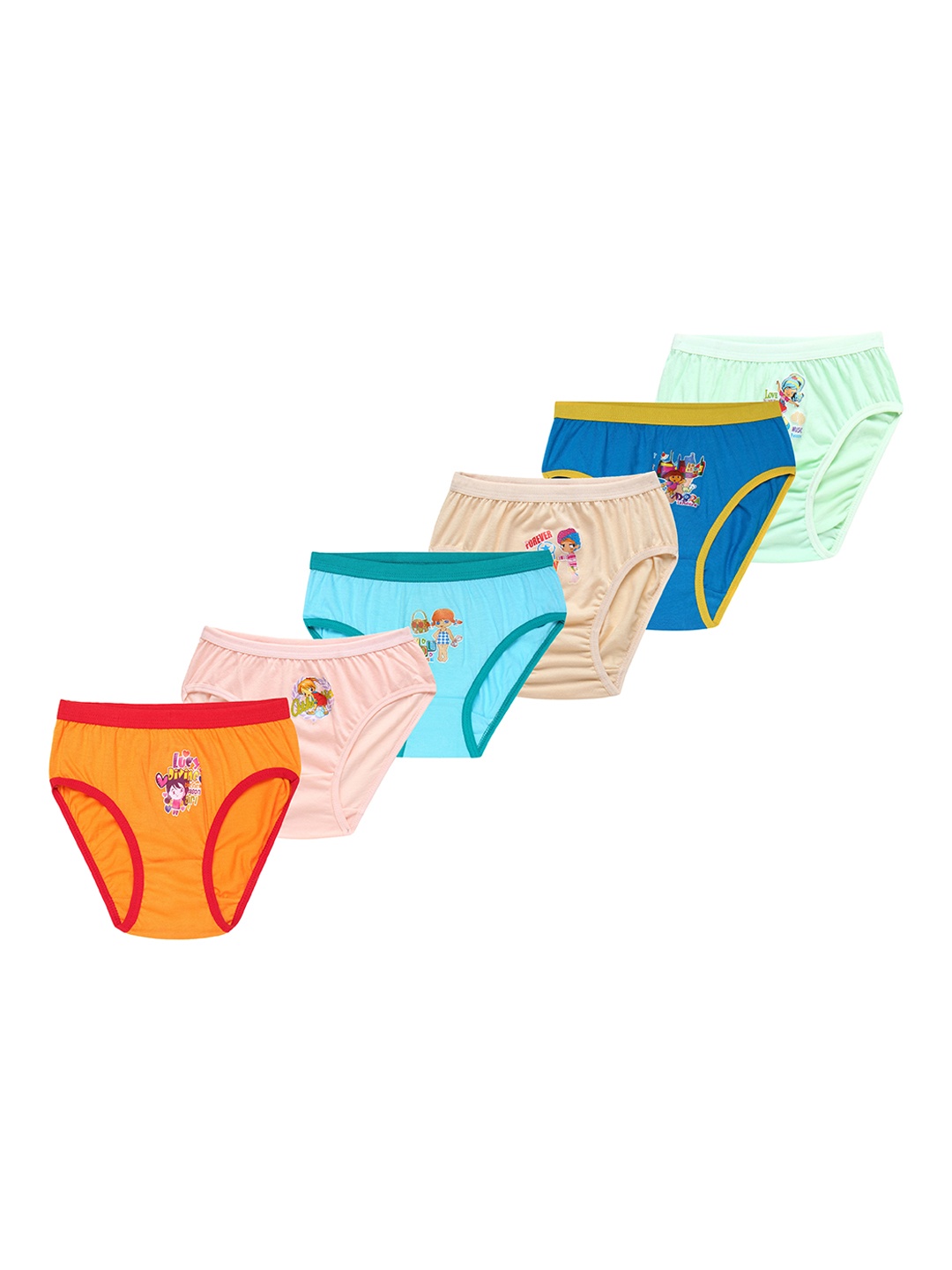

CAREPLUS Girls Pack Of 6 Printed Cotton Basic Briefs, Orange