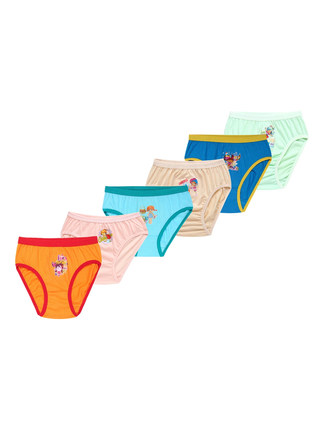 

CAREPLUS Girls Pack Of 6 Printed Cotton Basic Briefs, Orange