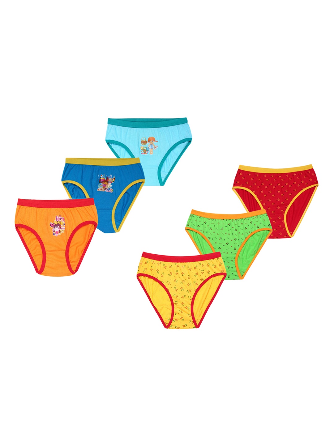 

CAREPLUS Girls Pack Of 6 Printed Cotton Basic Briefs, Blue