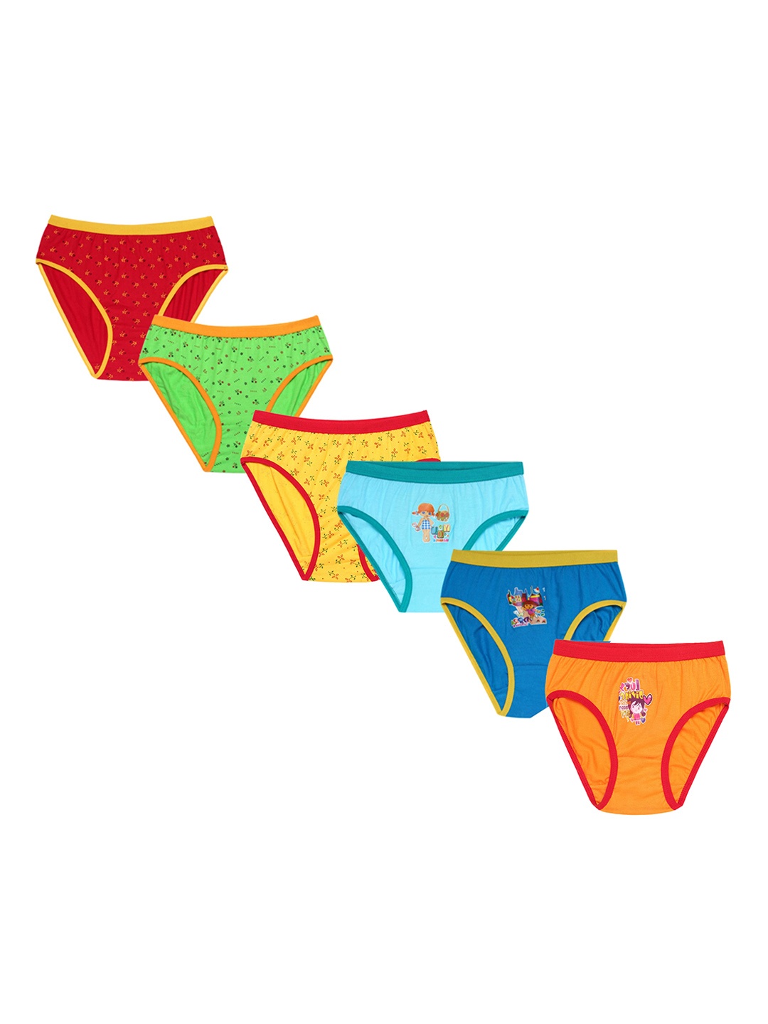 

CAREPLUS Girls Pack Of 6 Printed Cotton Basic Briefs, Blue