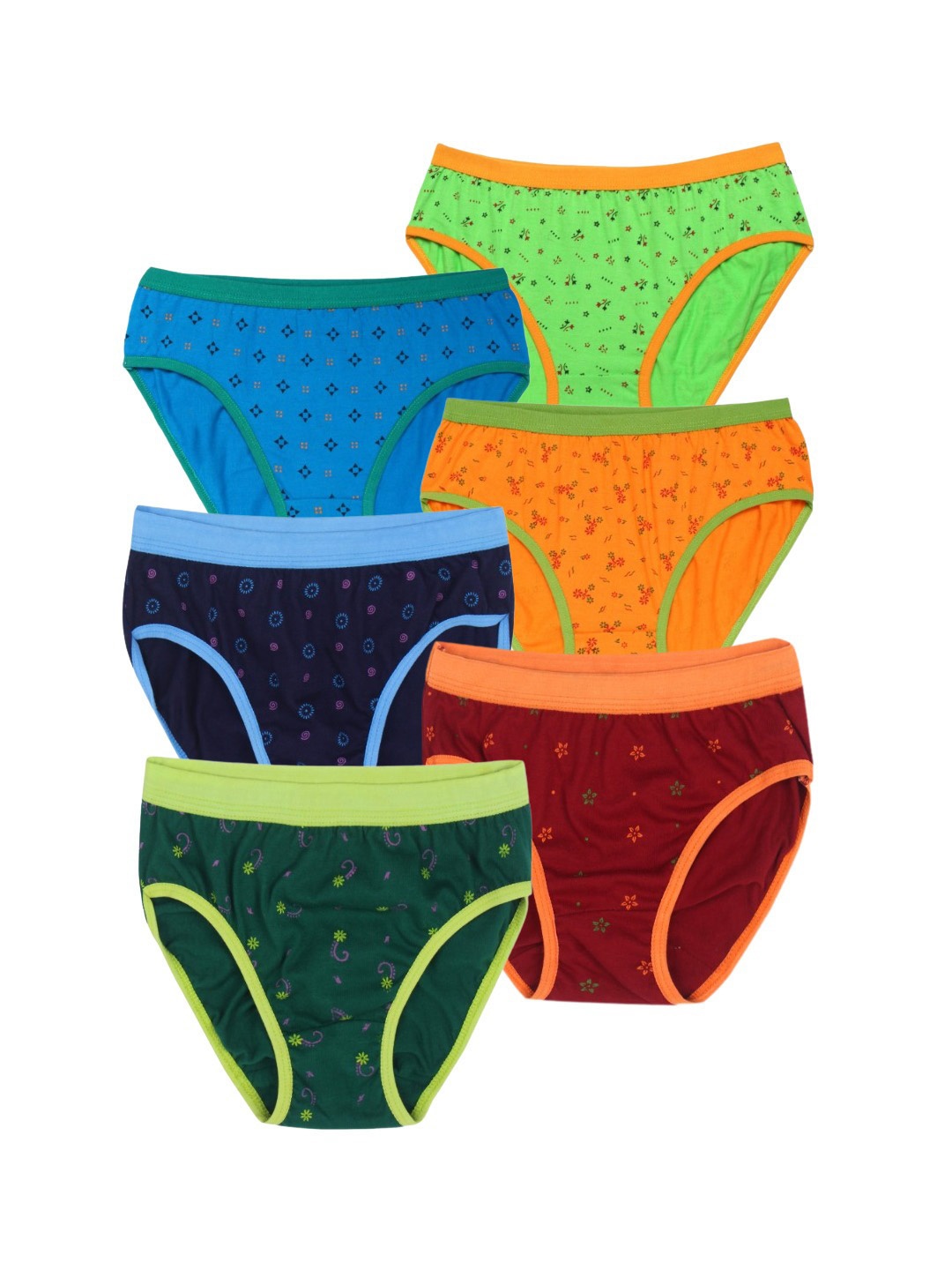 

CAREPLUS Girls Pack Of 6 Printed Cotton Basic Briefs, Yellow