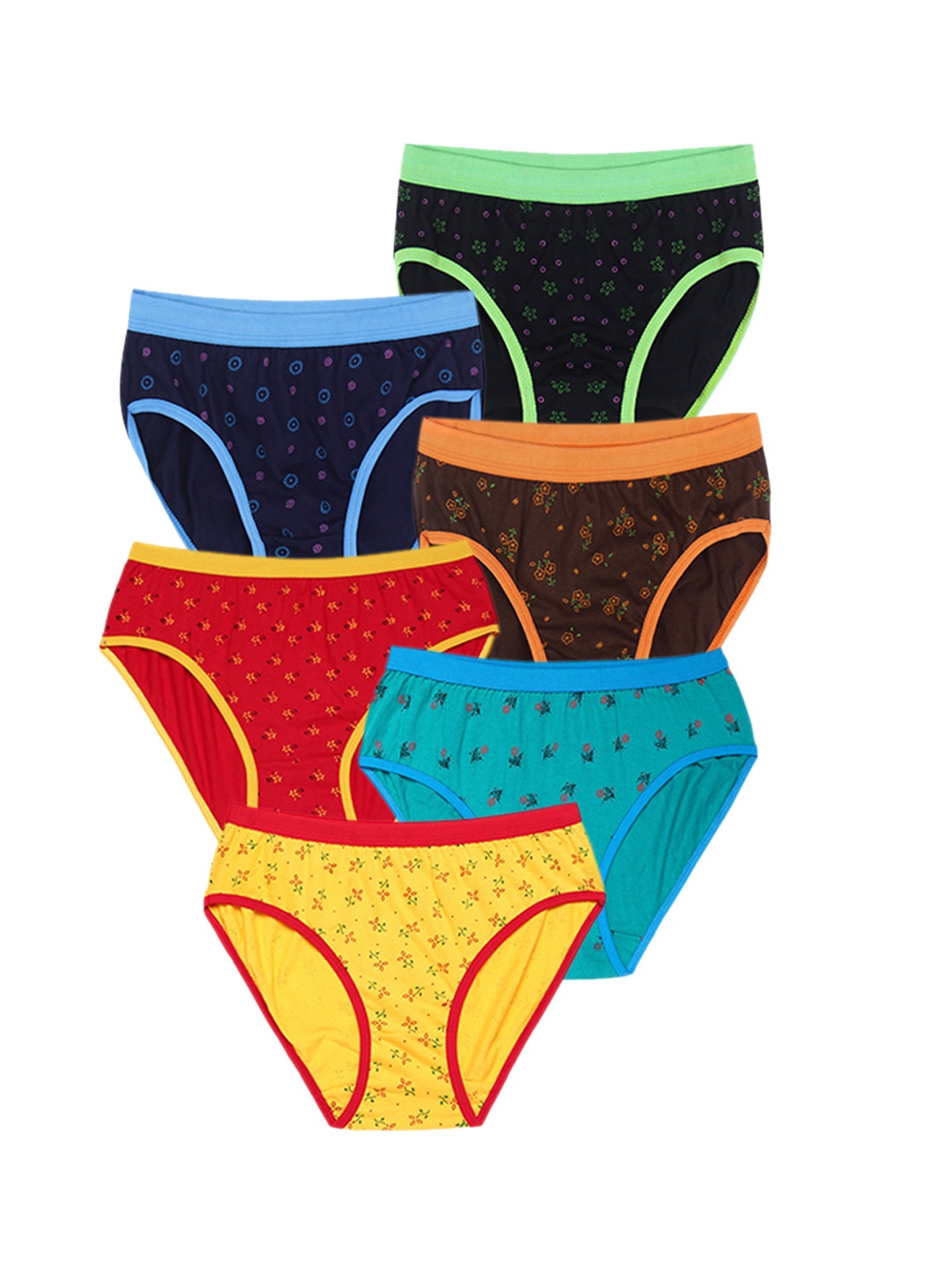 

CAREPLUS Girls Pack Of 6 Printed Cotton Basic Briefs, Blue