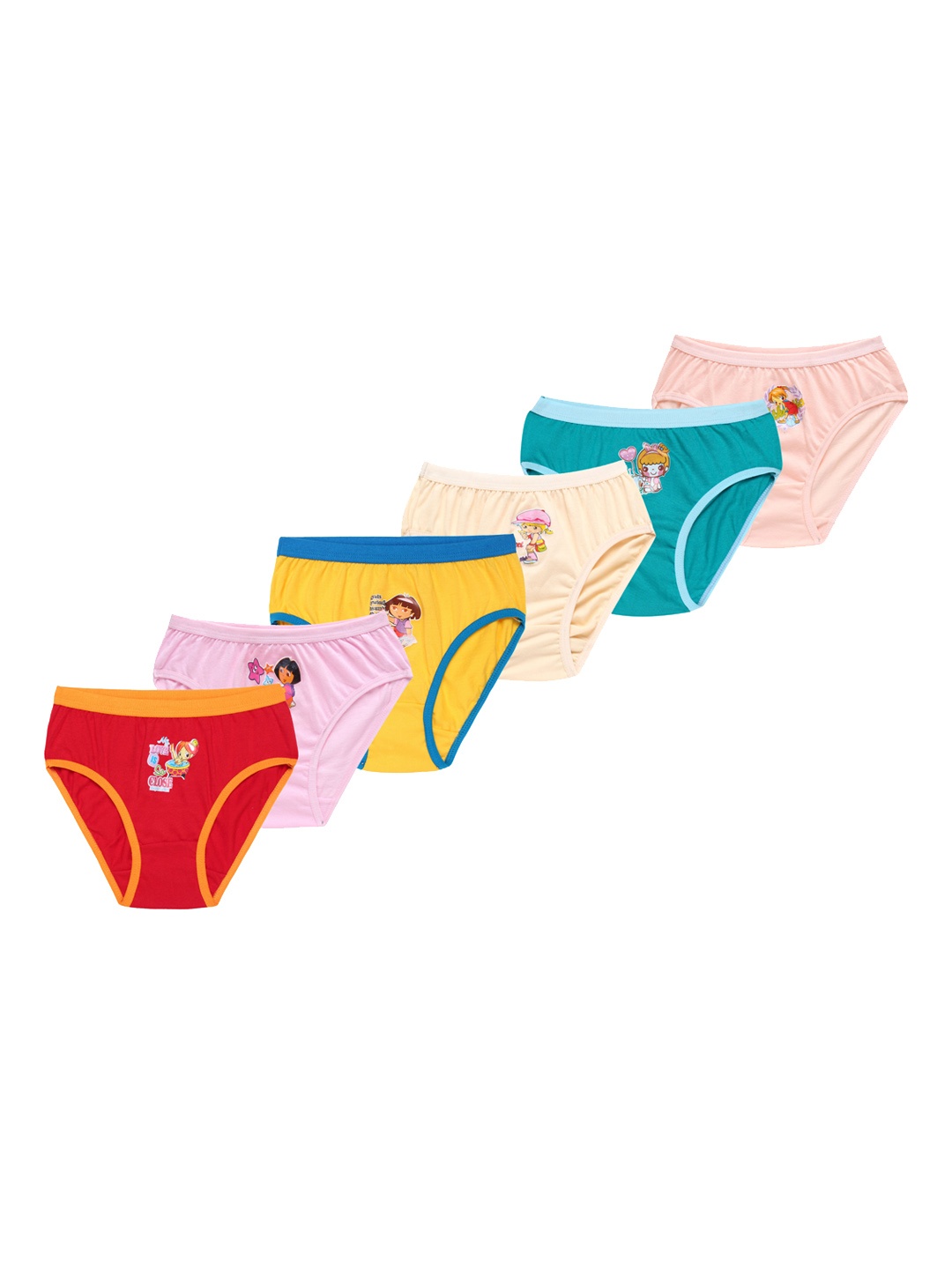 

CAREPLUS Girls Pack Of 6 Printed Cotton Basic Briefs, Orange